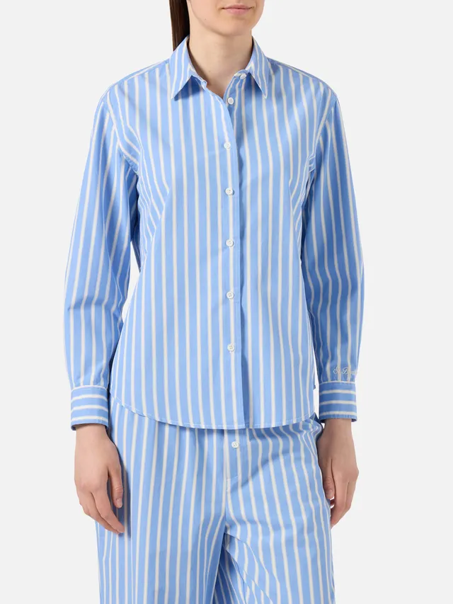 mc2-saint-barth-camicia-meredith-donna-cotone-righe-azzurre-ricamo-saint-barth image 1