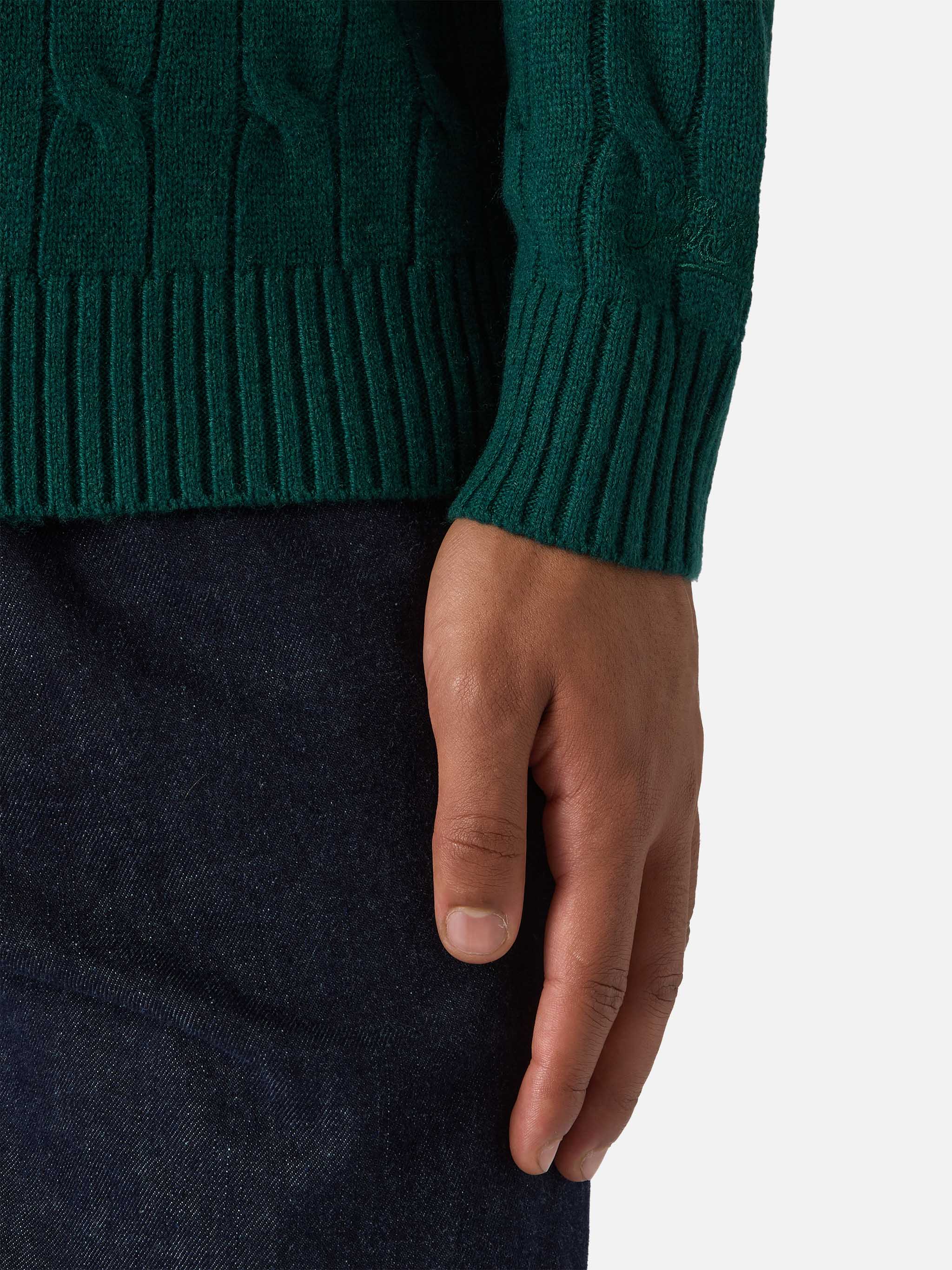 maglione-girocollo-regent-mc2-saint-barth-a-trecce-in-100-lana-verde-inglese image 4