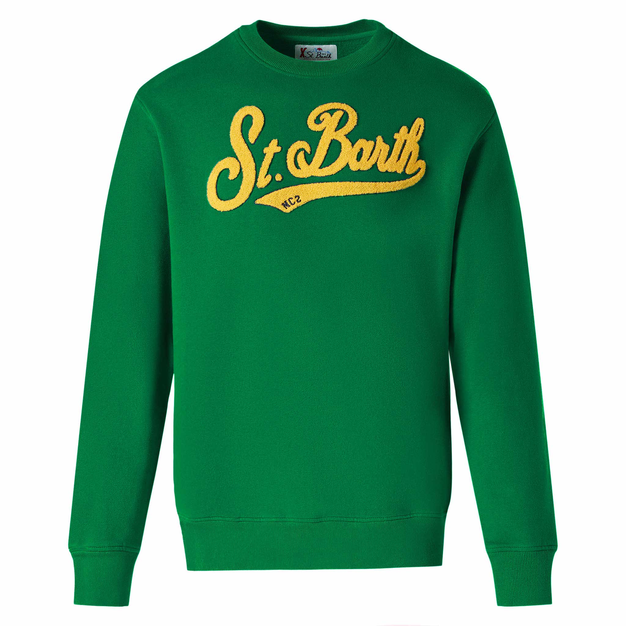 mc2-saint-barth-soho-felpa-uomo-verde-con-logo-spugna image 4