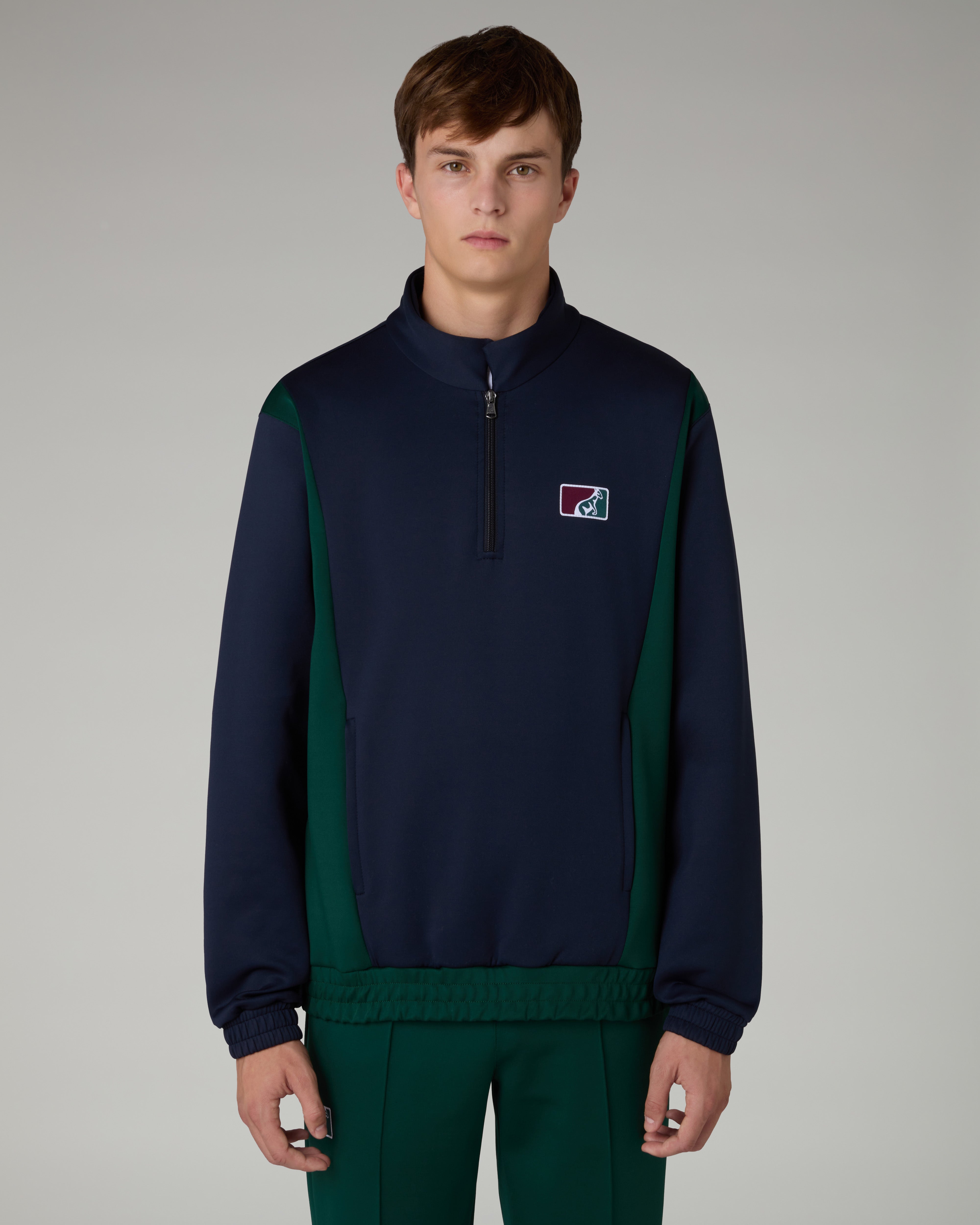 australian-classic-crewneck-blu-navy-felpa-girocollo-mezza-zip-con-tasche image 1