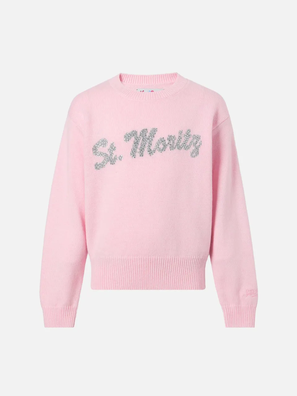 mc2-saint-barth-louise-jr-maglione-bambina-misto-cashmere-rosa-st-moritz-strass image 1