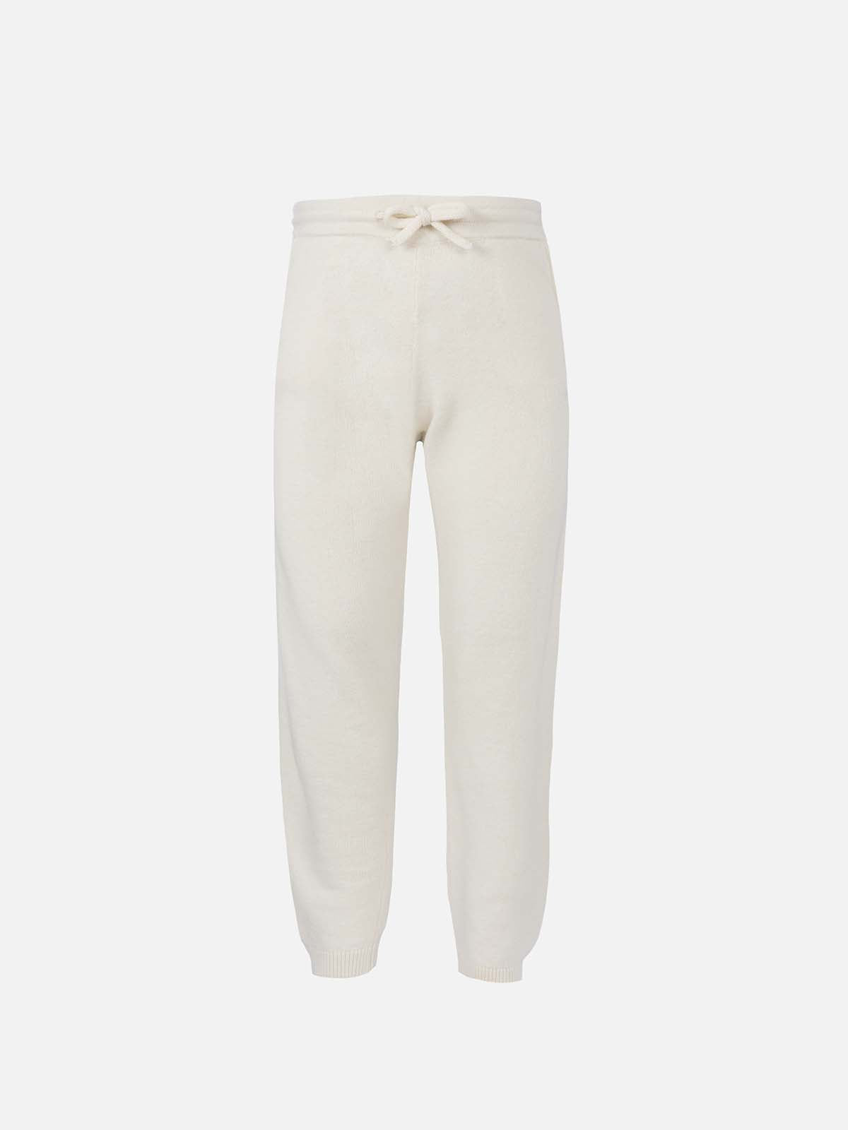 mc2-saint-barth-pantaloni-jogger-bambina-in-maglia-bianco-sporco image 1