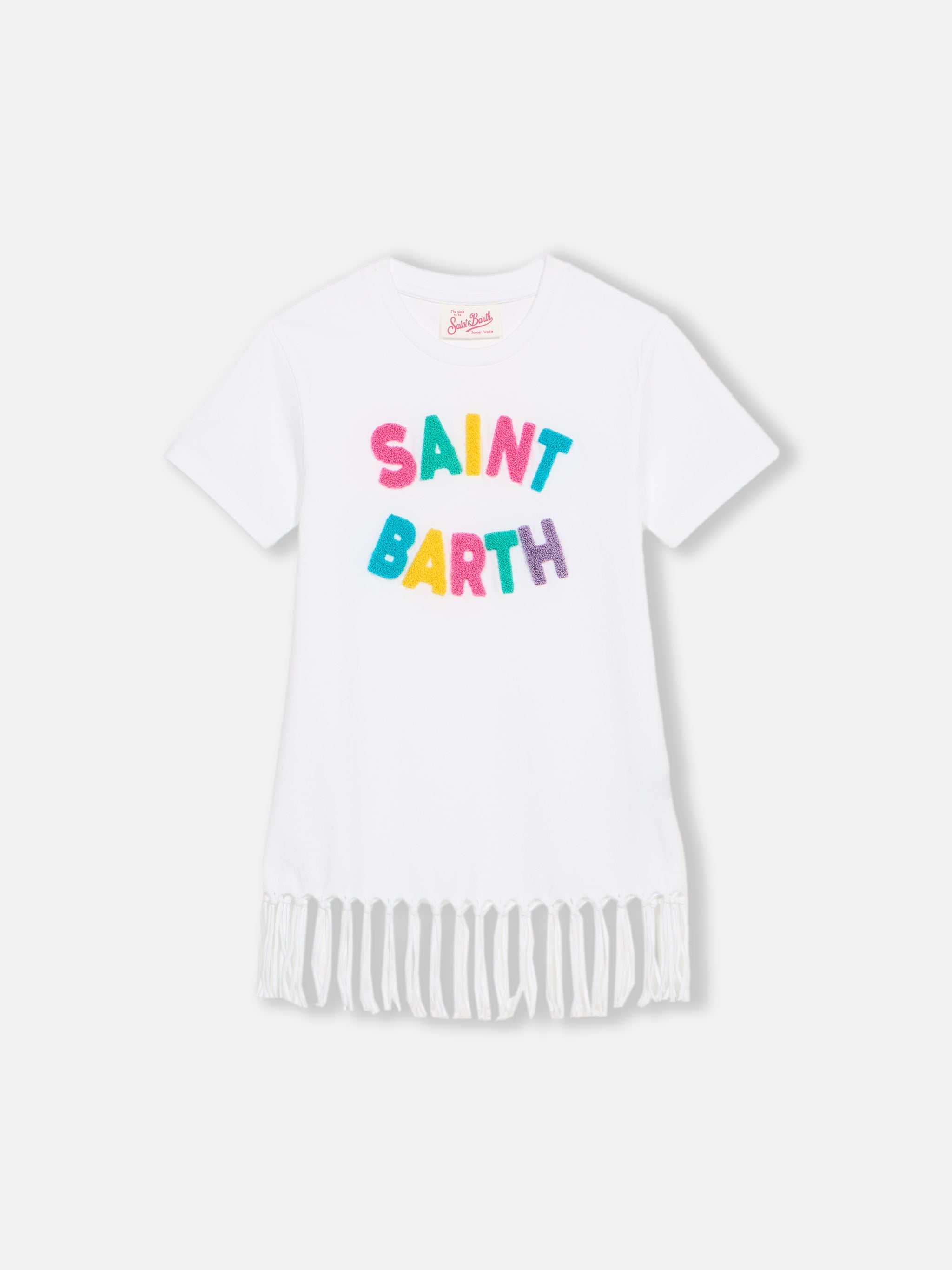 mc2-saint-barth-abito-abbey-bambina-bianco-in-jersey-cotone-con-frange image 1