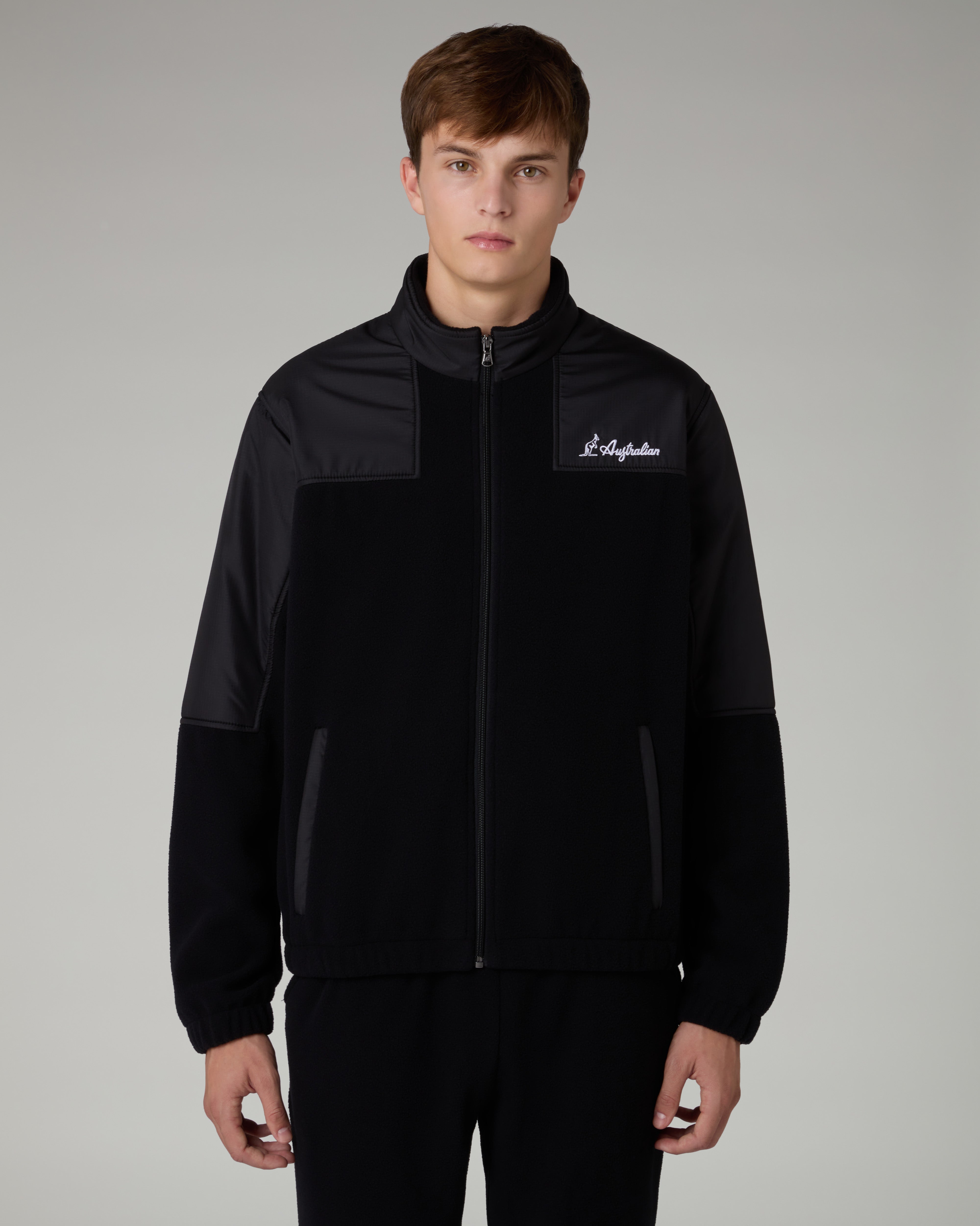 australian-color-block-tracksuit-tuta-in-pile-nera-con-inserti-brice image 4
