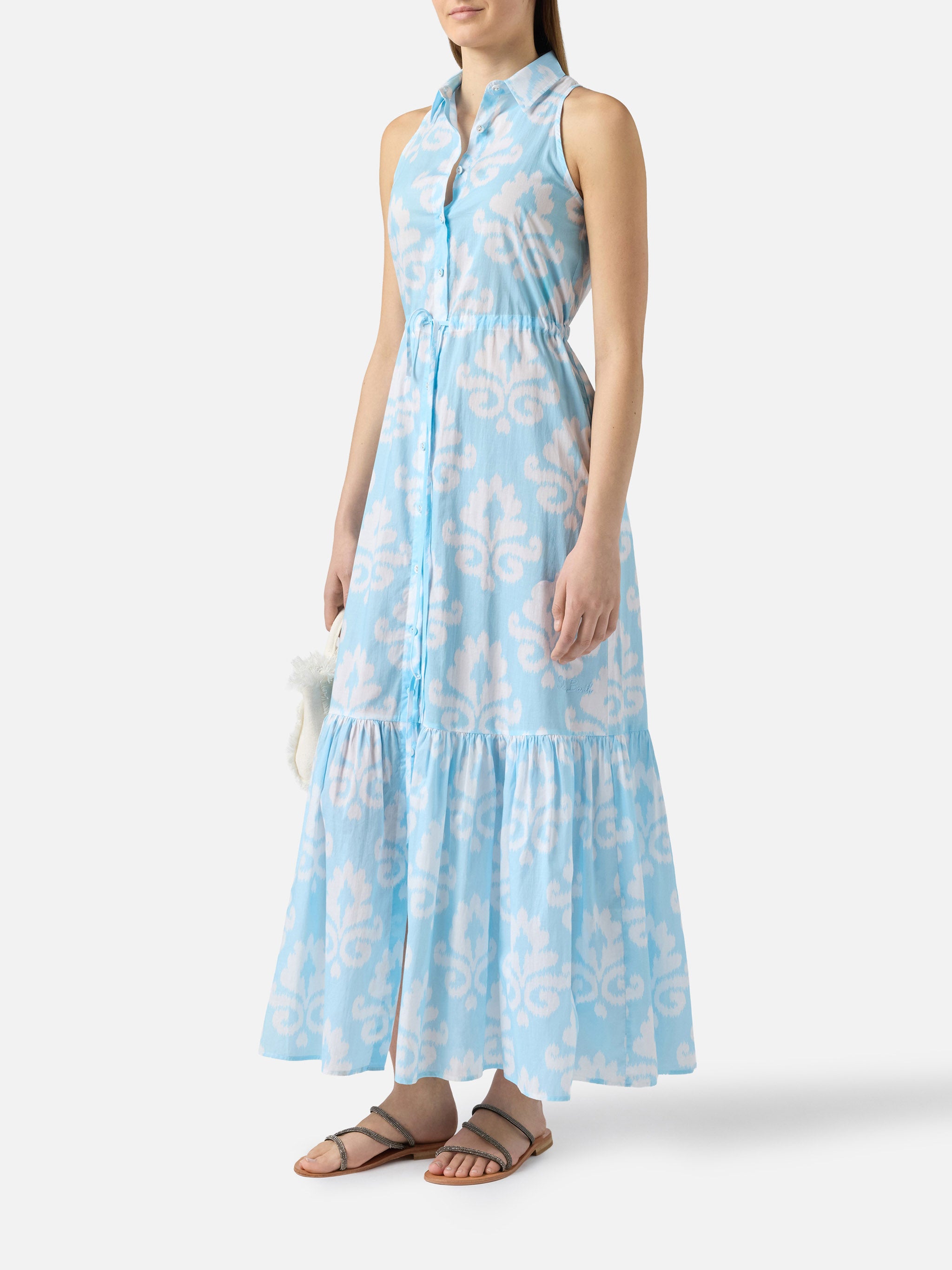 mc2-saint-barth-abito-lungo-ida-ikat-azzurro-in-cotone image 1