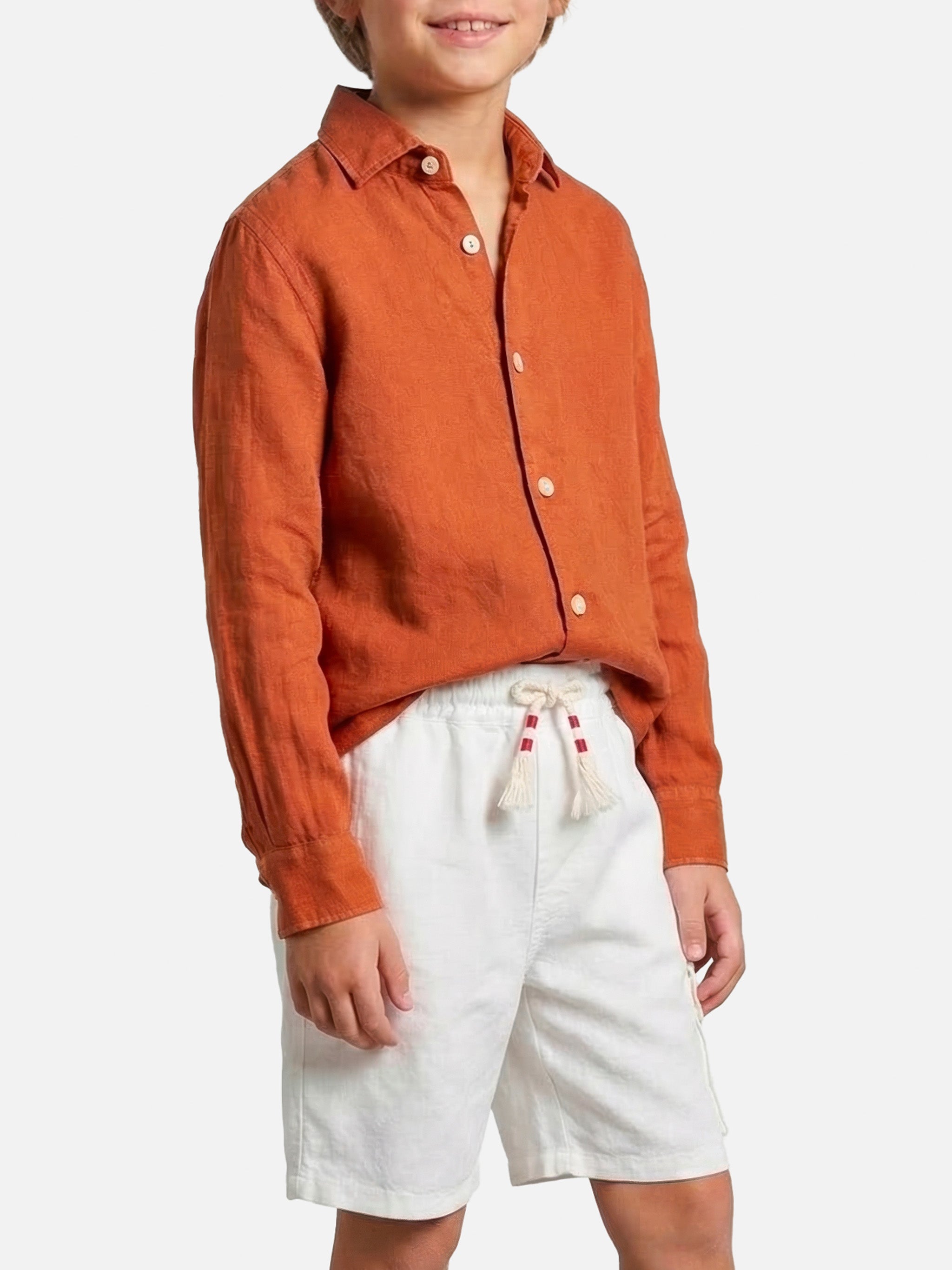 mc2-saint-barth-camicia-agnes-in-lino-arancio-per-bambini image 2
