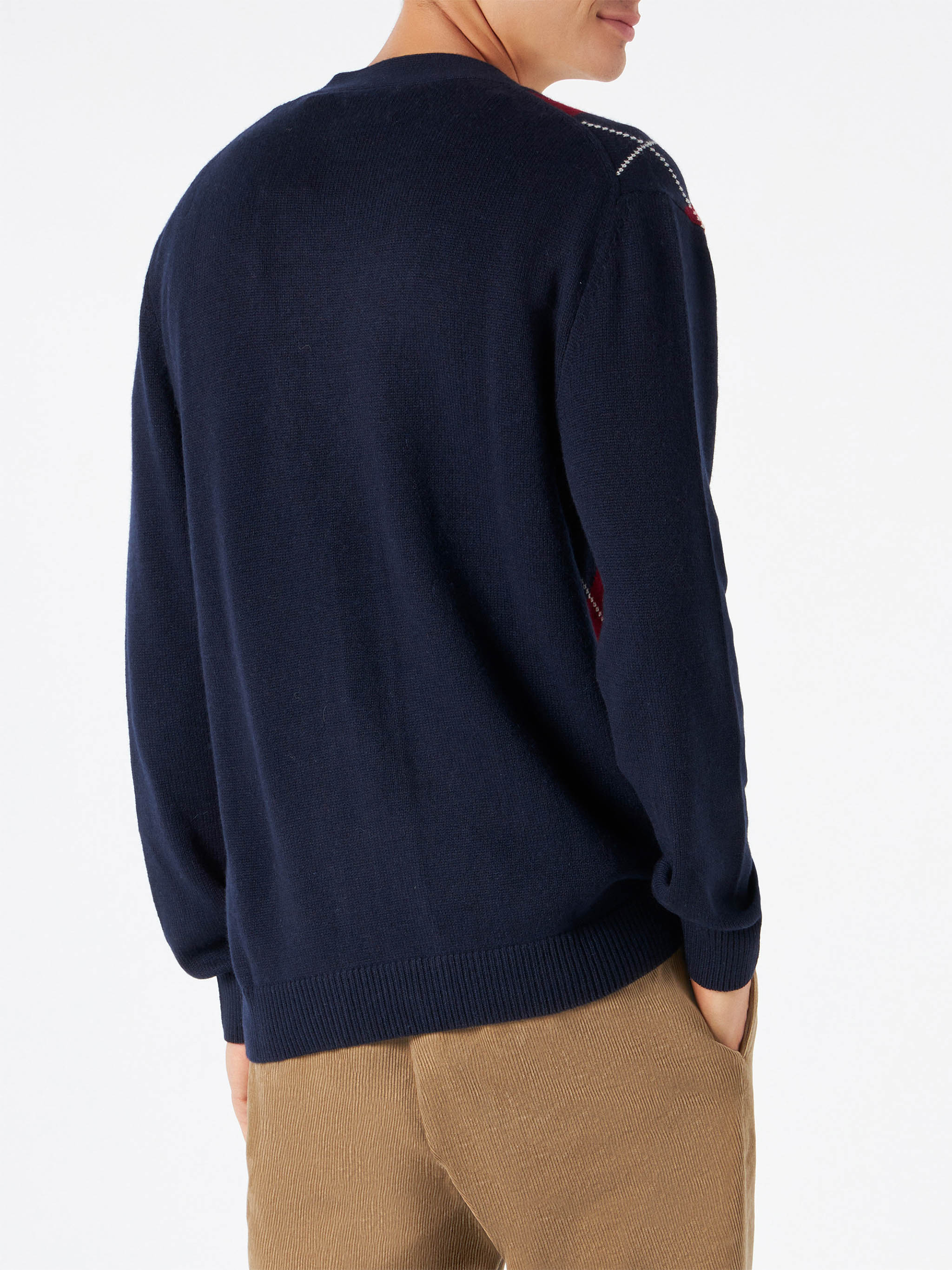 mc2-saint-barth-jonan-cardigan-uomo-jacquard-argyle-blu-navy-cashmere image 3
