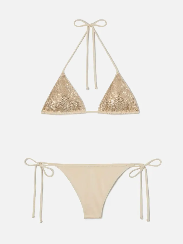 mc2-saint-barth-maleah-bikini-triangolo-donna-oro-glossy-con-strass-brasiliana image 1