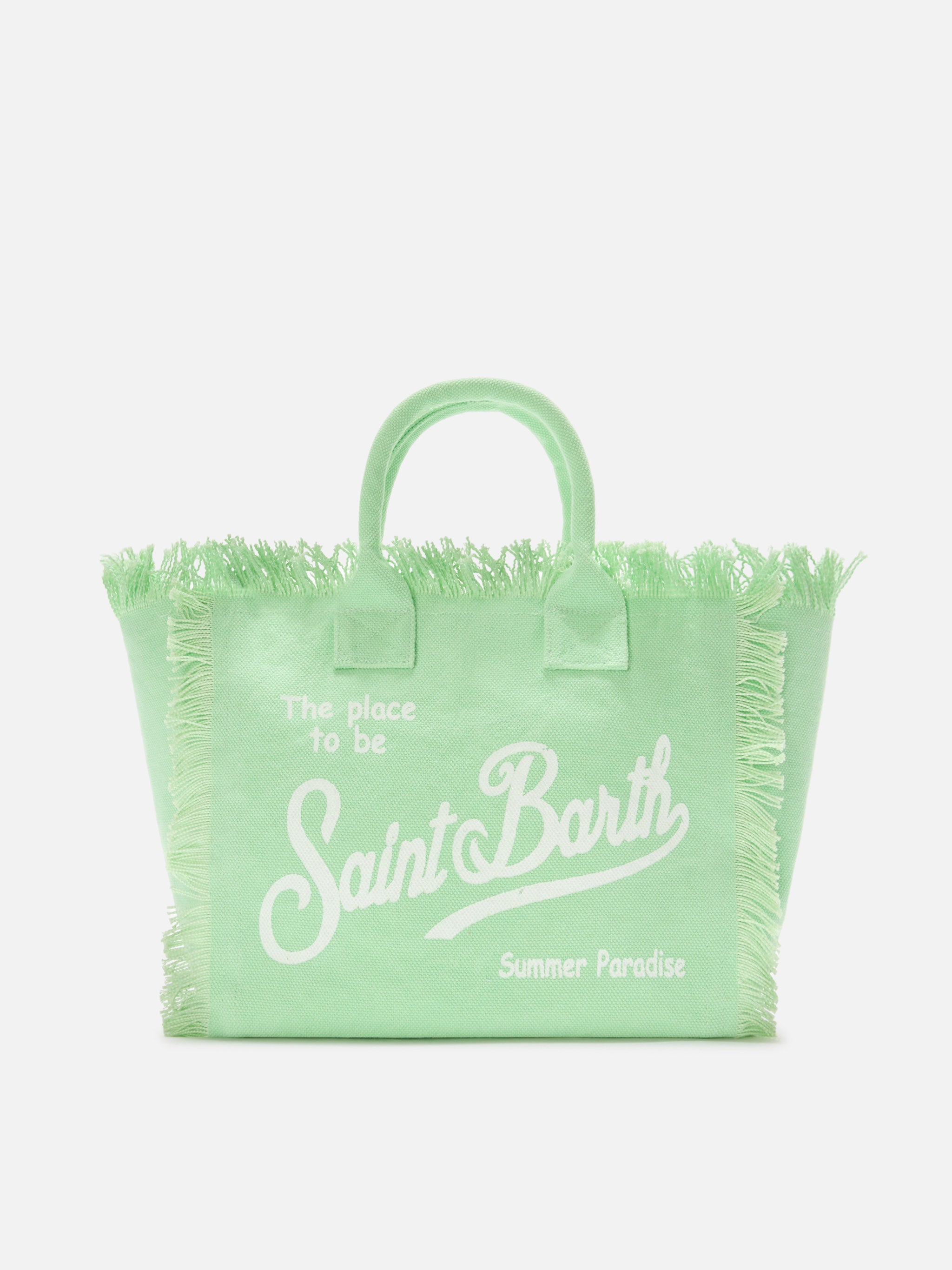 mc2-saint-barth-borsa-colette-verde-menta-in-canvas-con-frange-e-zip image 1