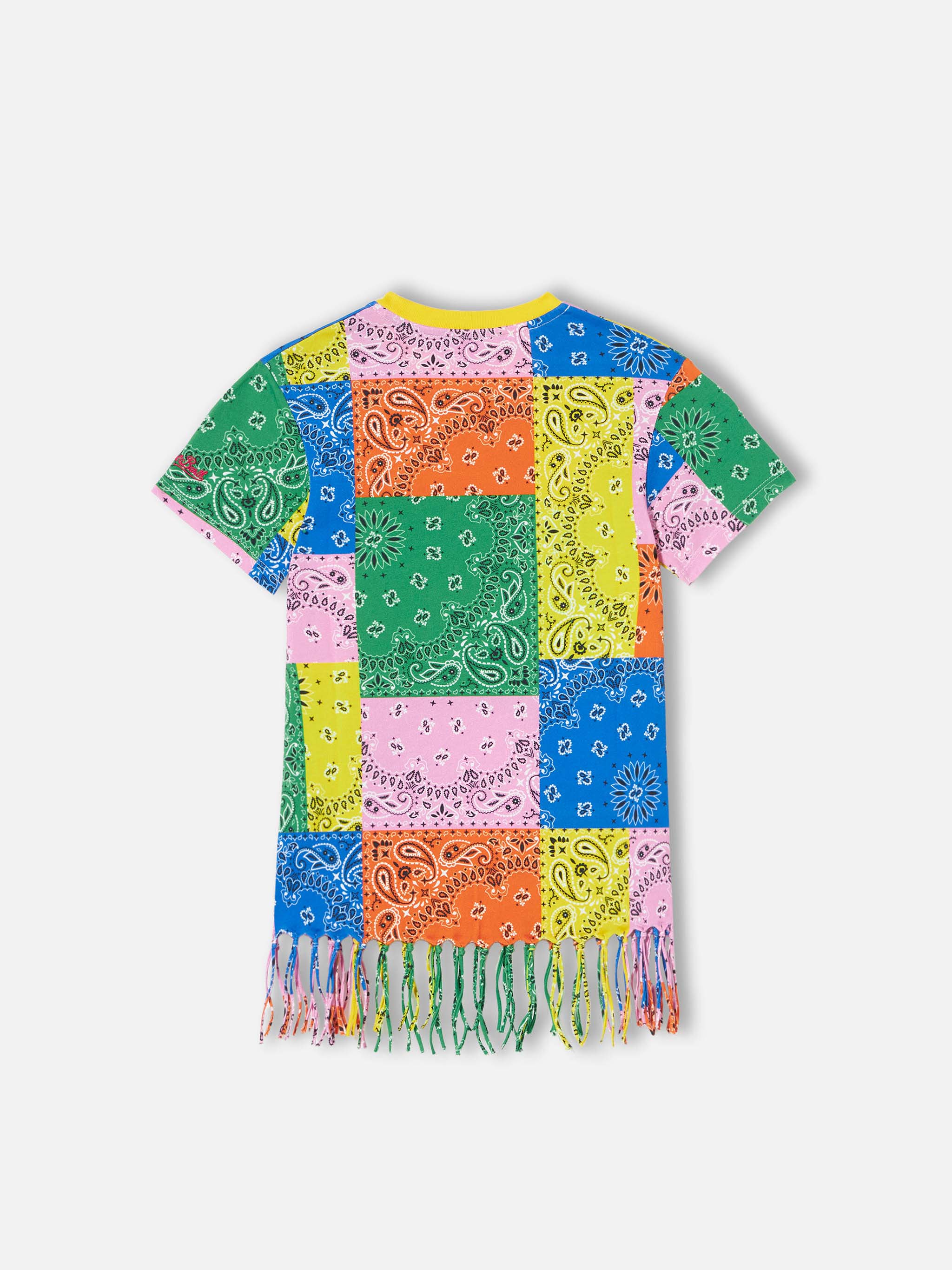 mc2-saint-barth-abito-bambina-in-cotone-con-frange-stampa-bandana-multicolore image 3