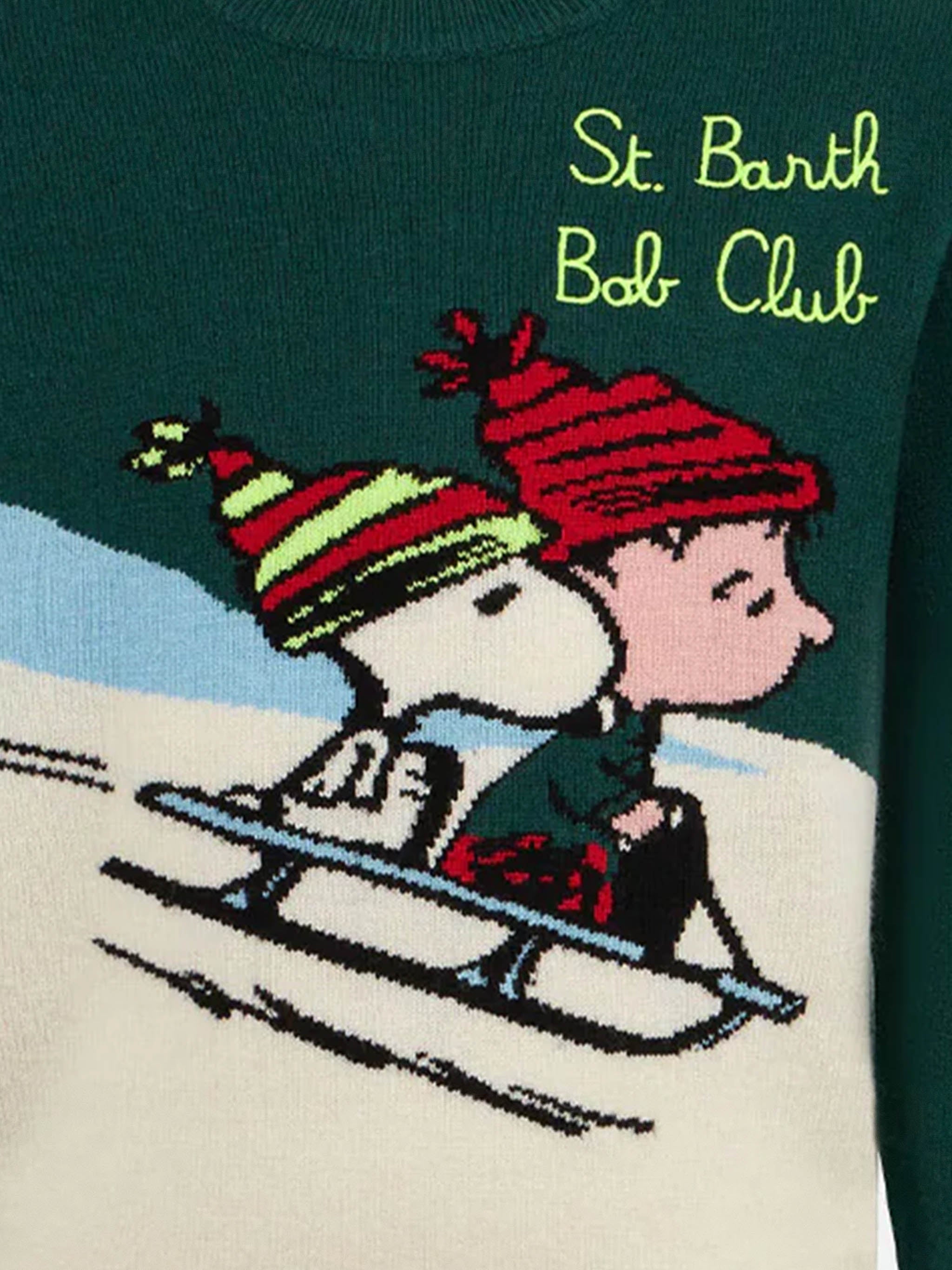 mc2-saint-barth-dou-maglione-bambino-verde-con-jacquard-snoopy-peanuts-special-e image 2