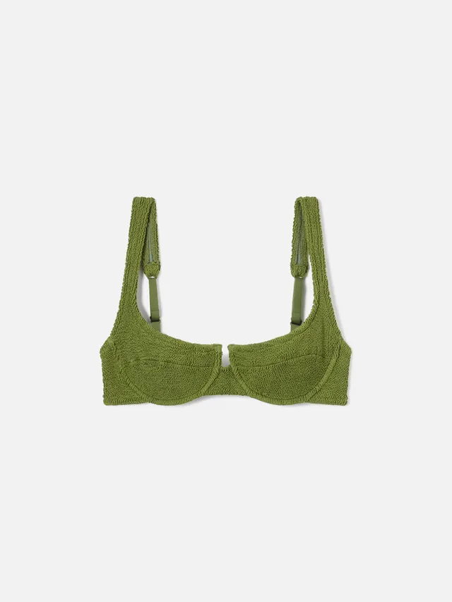 mc2-saint-barth-top-bikini-amira-balconette-in-tessuto-crinkle-verde-militare image 1