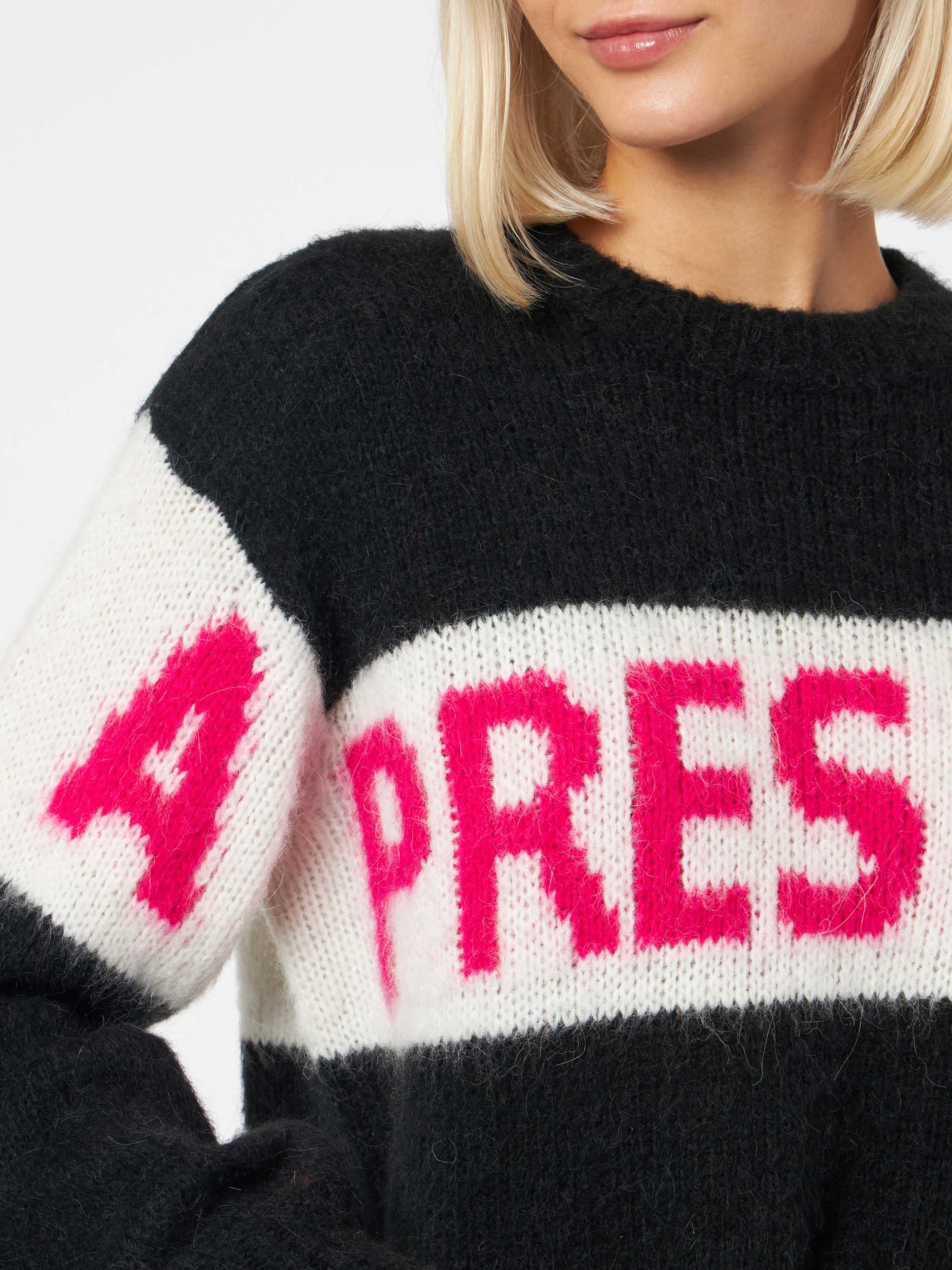 mc2-saint-barth-danya-soft-maglione-donna-nero-fucsia-jacquard-apr-s-chic image 3