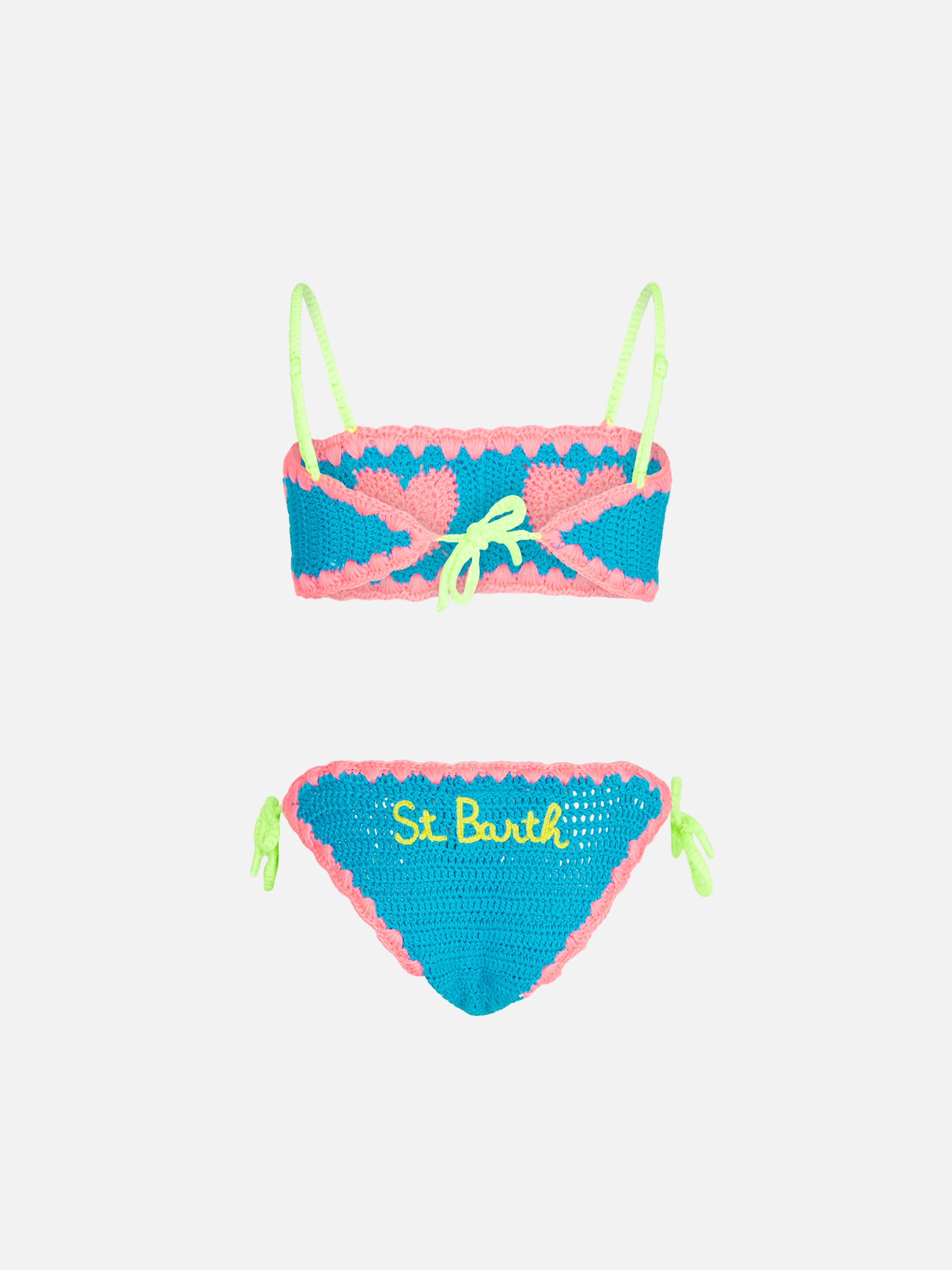 mc2-saint-barth-bikini-a-fascia-bambina-all-uncinetto-con-cuori-celeste-con-orli image 2