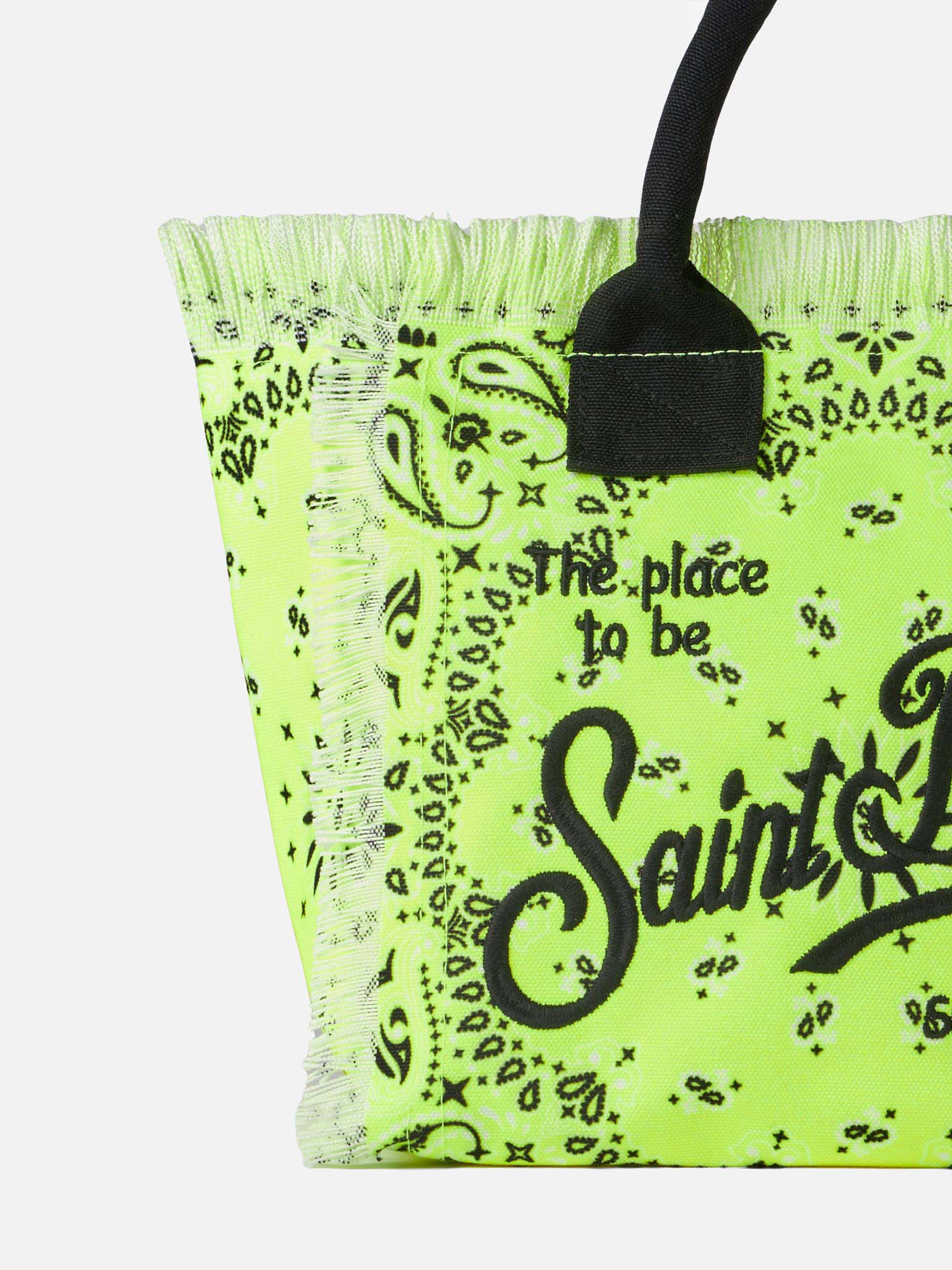 borsa-a-mano-mc2-saint-barth-colette-giallo-fluo-con-stampa-bandana image 2