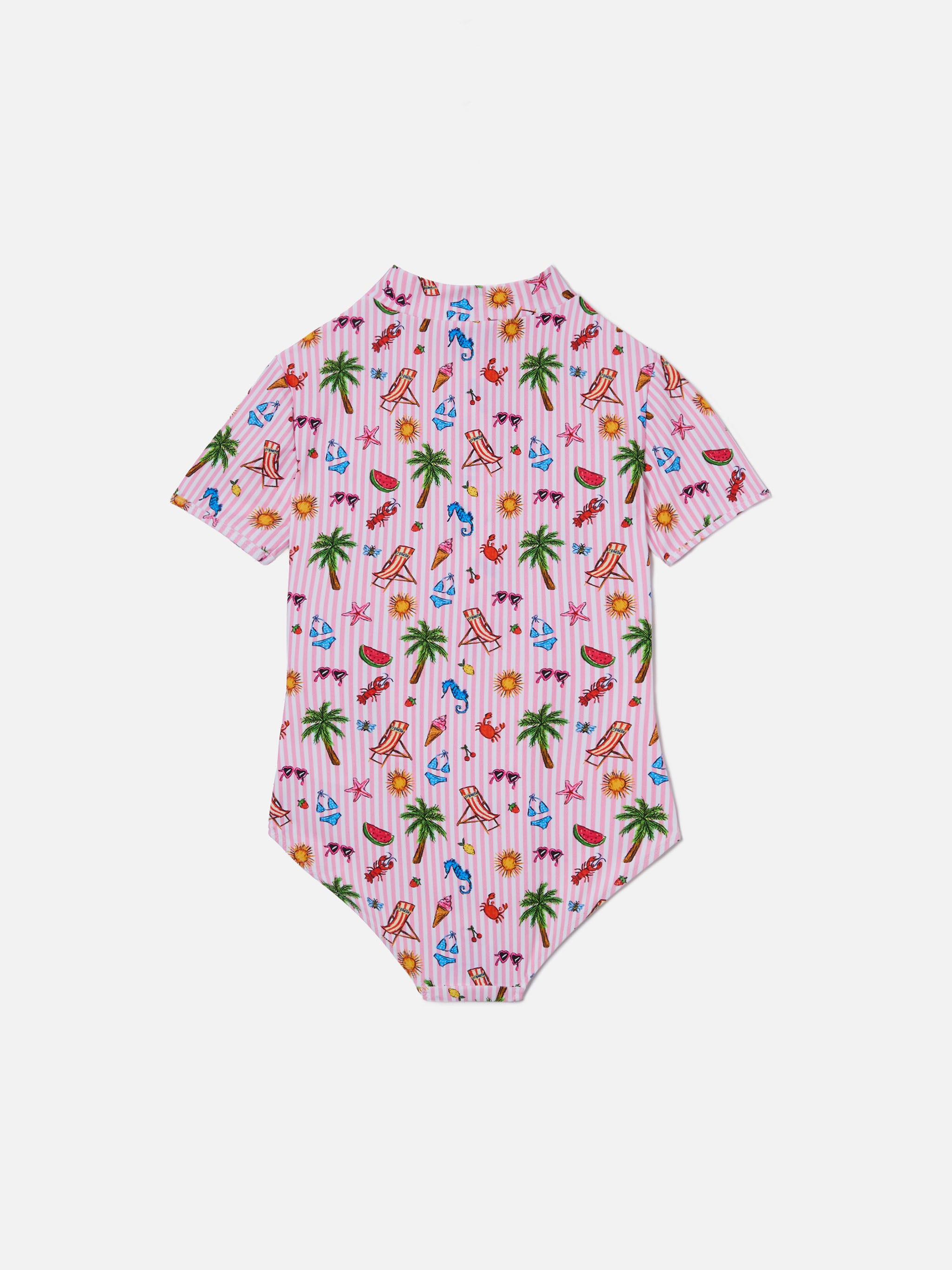 mc2-saint-barth-waikiki-costume-intero-bambina-maniche-corte-stampa-sketch-rosa image 2