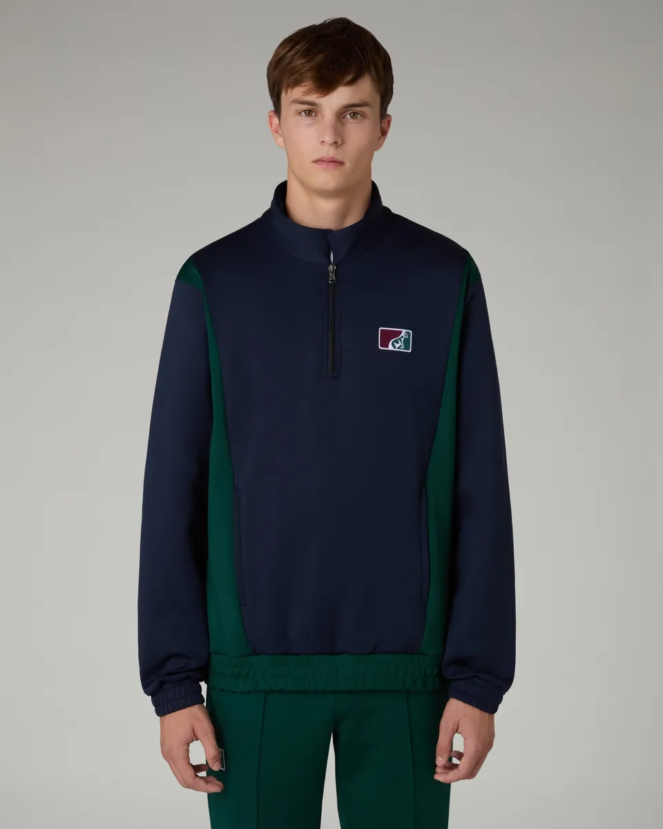 australian-classic-crewneck-blu-navy-felpa-girocollo-mezza-zip-con-tasche image 1
