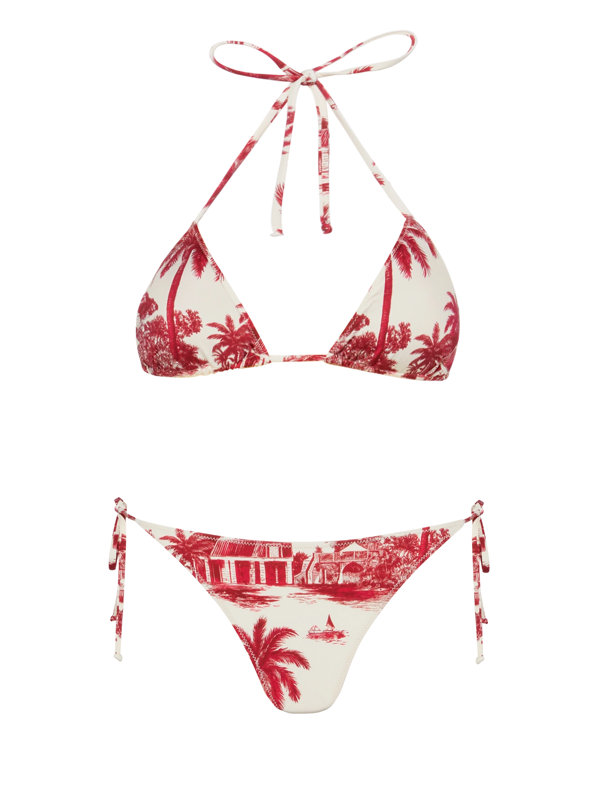 mc2-saint-barth-leah-virgo-bikini-a-triangolo-toile-de-jouy-bordeaux-e-bianco image 1