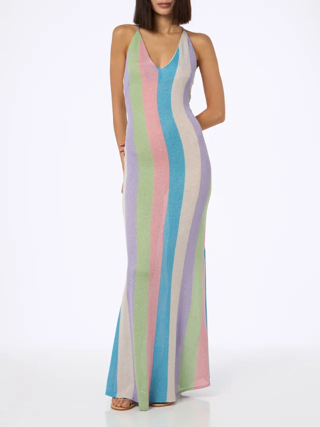 mc2-saint-barth-eydis-eydi001-abito-lungo-in-raschel-a-righe-rosa image 1