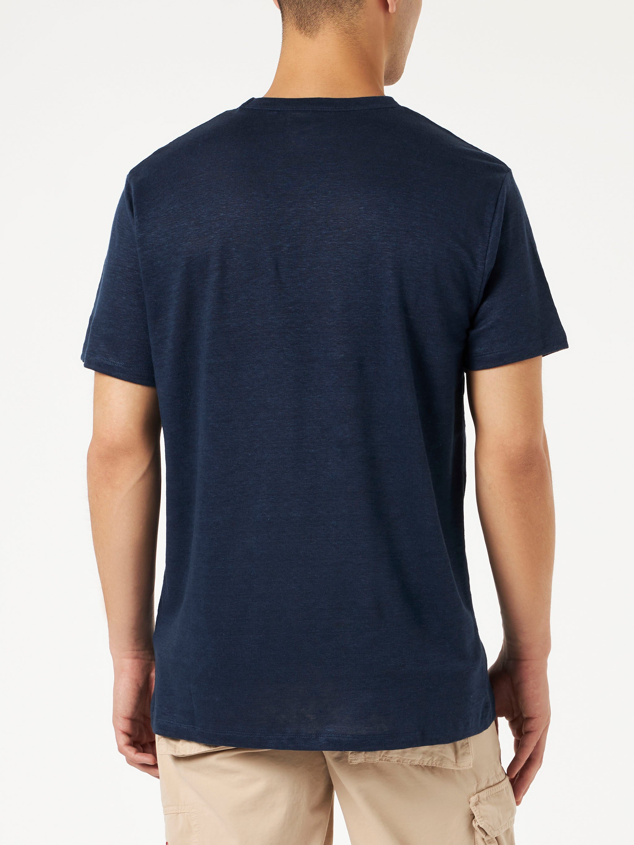 mc2-saint-barth-t-shirt-ecstasea-uomo-in-lino-blu-navy-con-taschino image 4