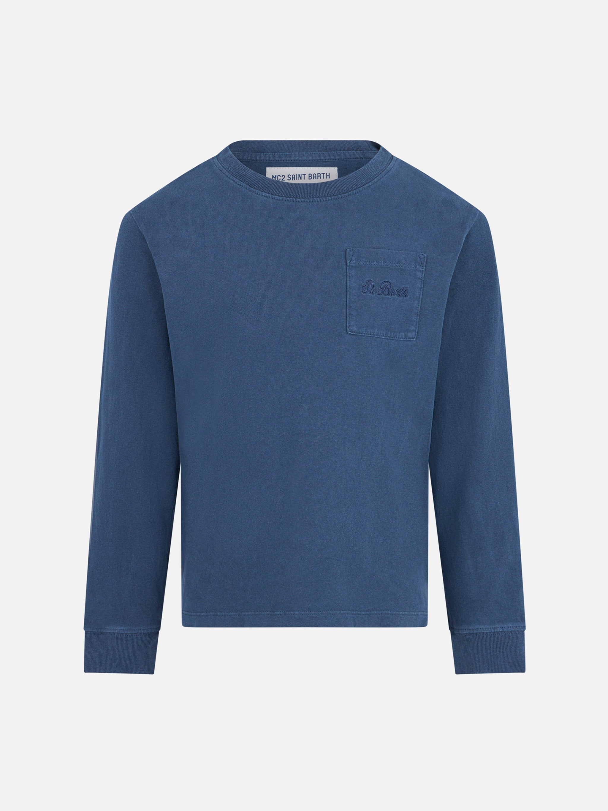 mc2-saint-barth-t-shirt-blu-da-bambino-in-cotone-pesante-maniche-lunghe-ricamo-s image 1