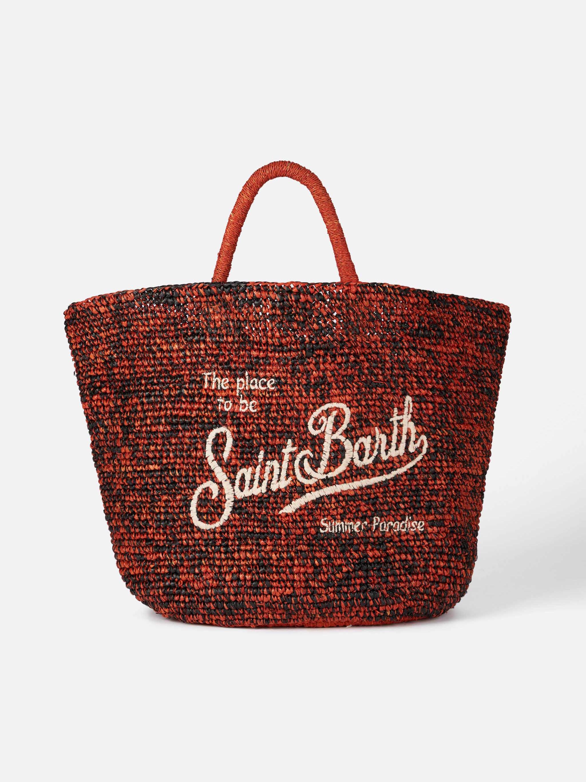 mc2-saint-barth-borsa-tote-in-rafia-nera-e-arancione-con-ricamo-saint-barth image 1