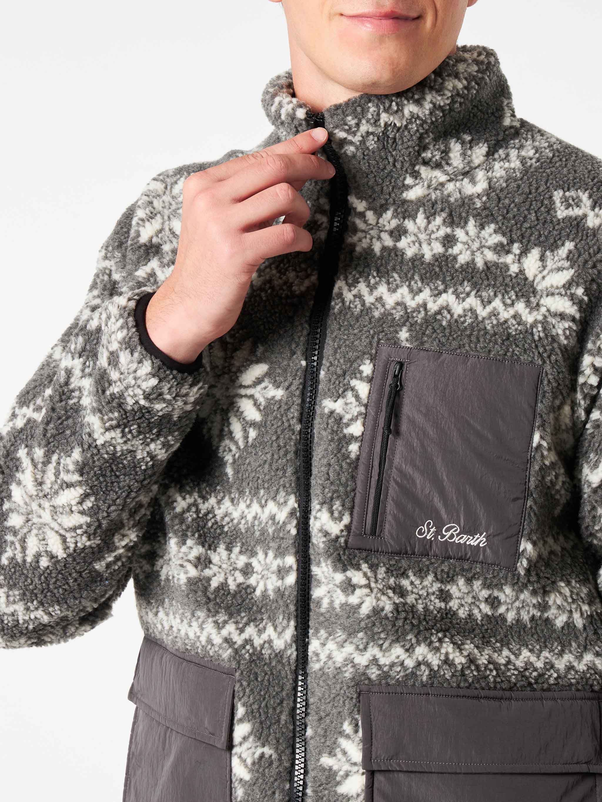 mc2-saint-barth-giacca-keystone-uomo-sherpa-fantasia-nordica-grigia image 3