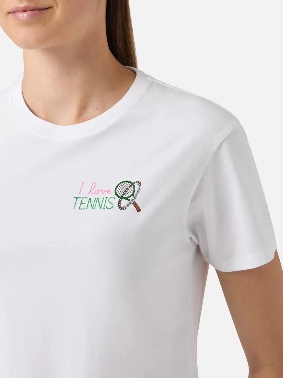 mc2-saint-barth-t-shirt-emilie-donna-bianca-i-love-tennis-con-strass image 1