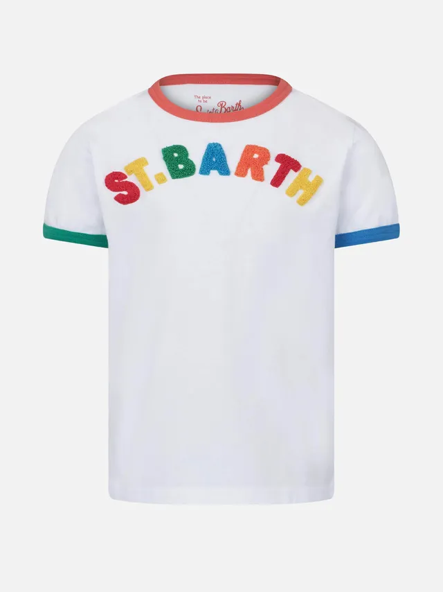 mc2-saint-barth-t-shirt-da-bambina-in-cotone-bianco-con-ricamo-st-barth-multicol image 1