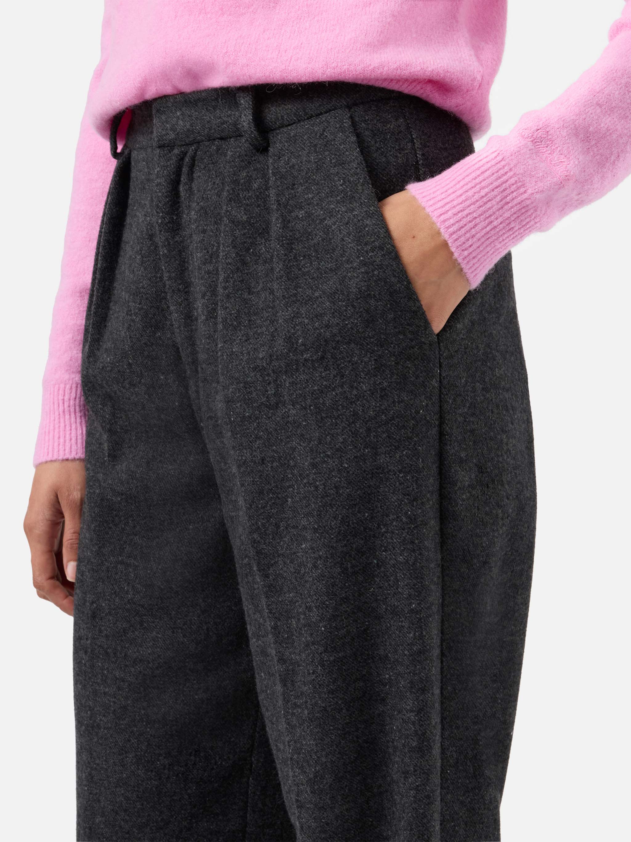mc2-saint-barth-pantaloni-dritti-marcel-grigio-melange-con-pinces-in-pura-lana image 2
