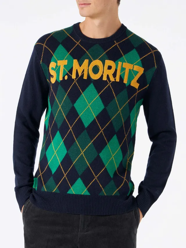 mc2-saint-barth-maglione-girocollo-heron-uomo-blu-navy-con-jacquard-argyle-in-mi image 1