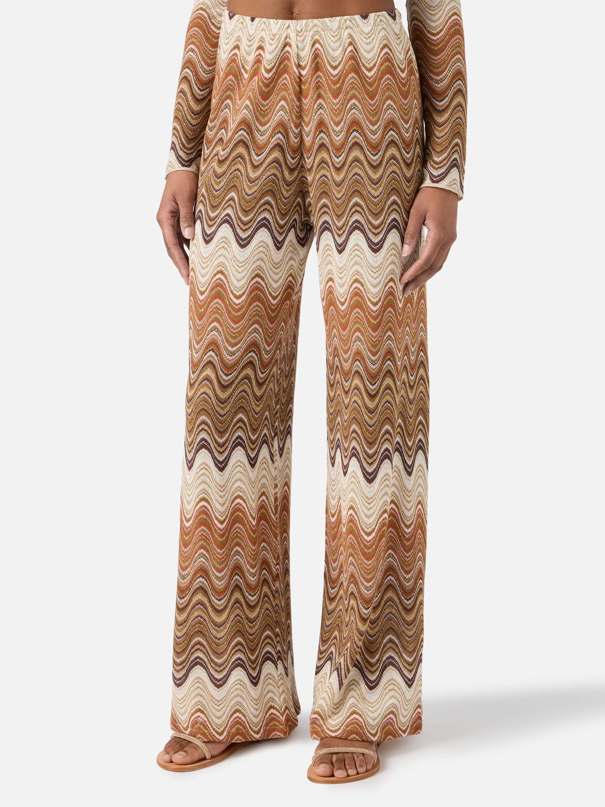 mc2-saint-barth-amalia-pantalone-donna-raschel-marrone-onde-lurex image 1