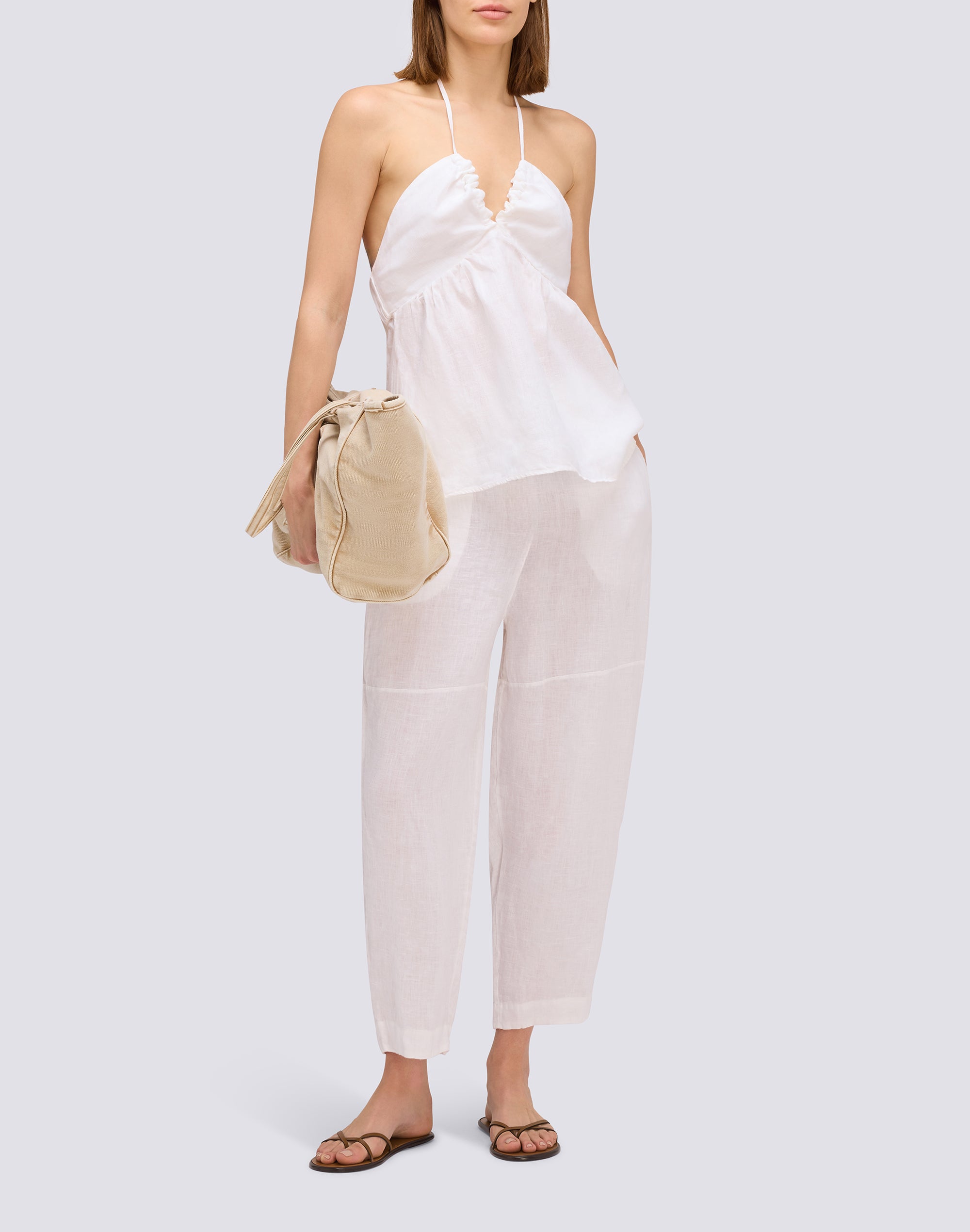sundek-goldenwave-top-donna-in-lino-tinto-capo-smanicato image 4