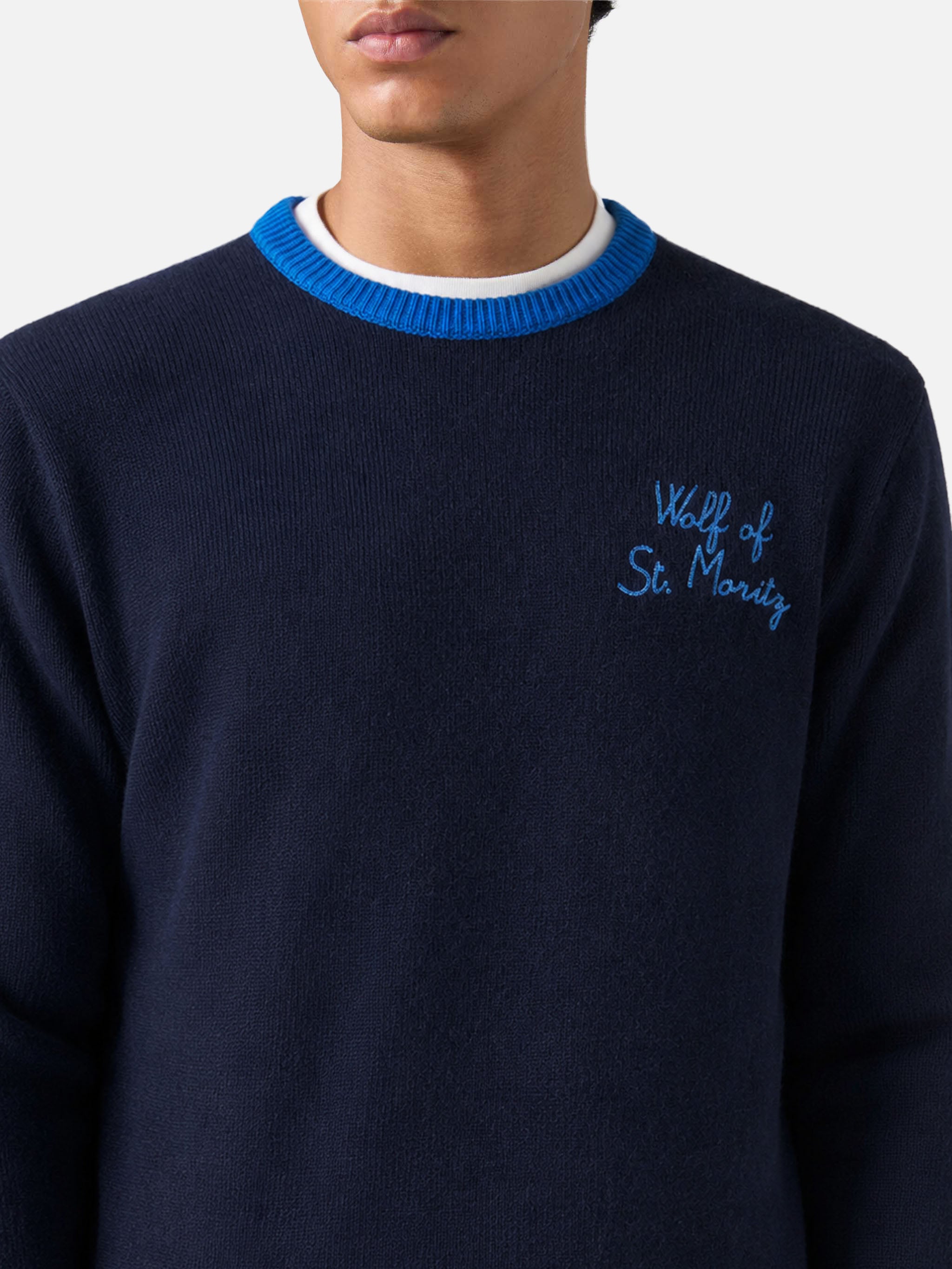 maglia-mc2-saint-barth-heron-con-ricamo-wolf-of-st-moritz-in-misto-cashmere-blu- image 2
