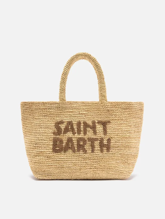 mc2-saint-barth-beach-borsa-medium-in-raffia-naturale-e-marrone-con-logo image 1