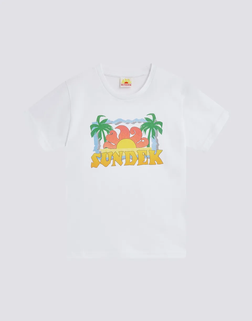 sundek-t-shirt-bambino-manica-corta-con-stampa-palme-d-archivio image 1