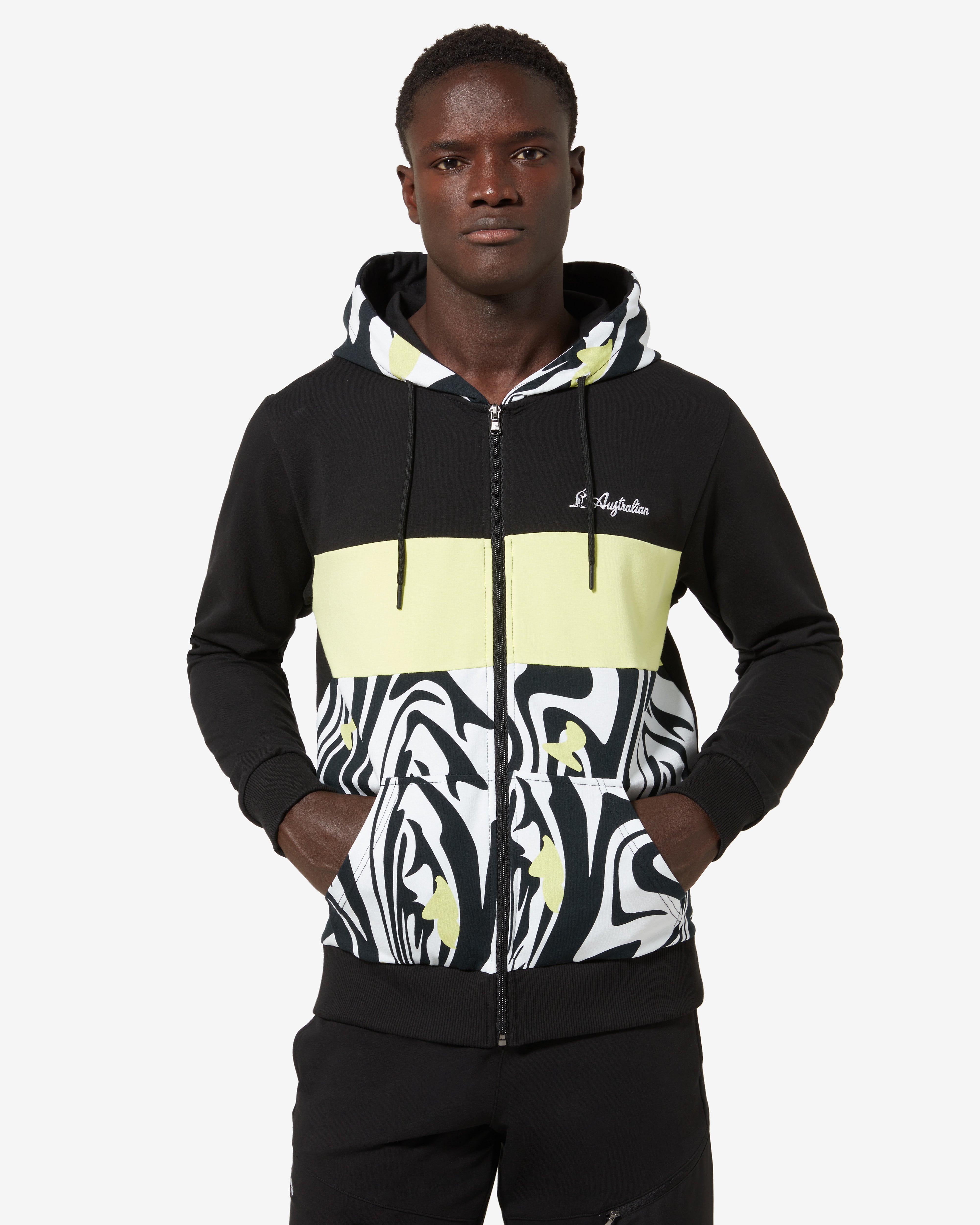 australian-vinyl-track-jacket-giacca-felpa-con-cappuccio-nera-landscape image 1