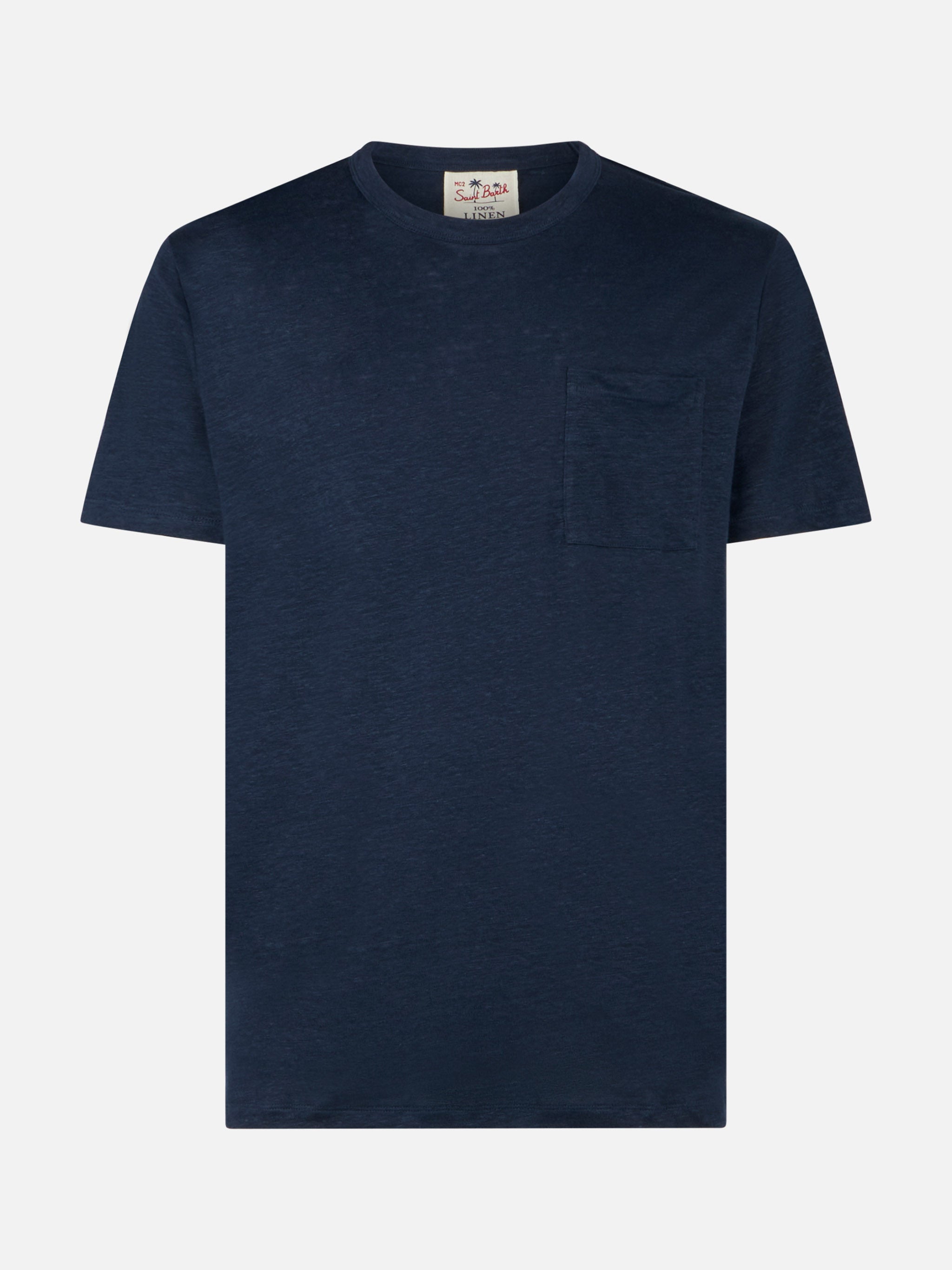 mc2-saint-barth-t-shirt-ecstasea-uomo-in-lino-blu-navy-con-taschino image 1