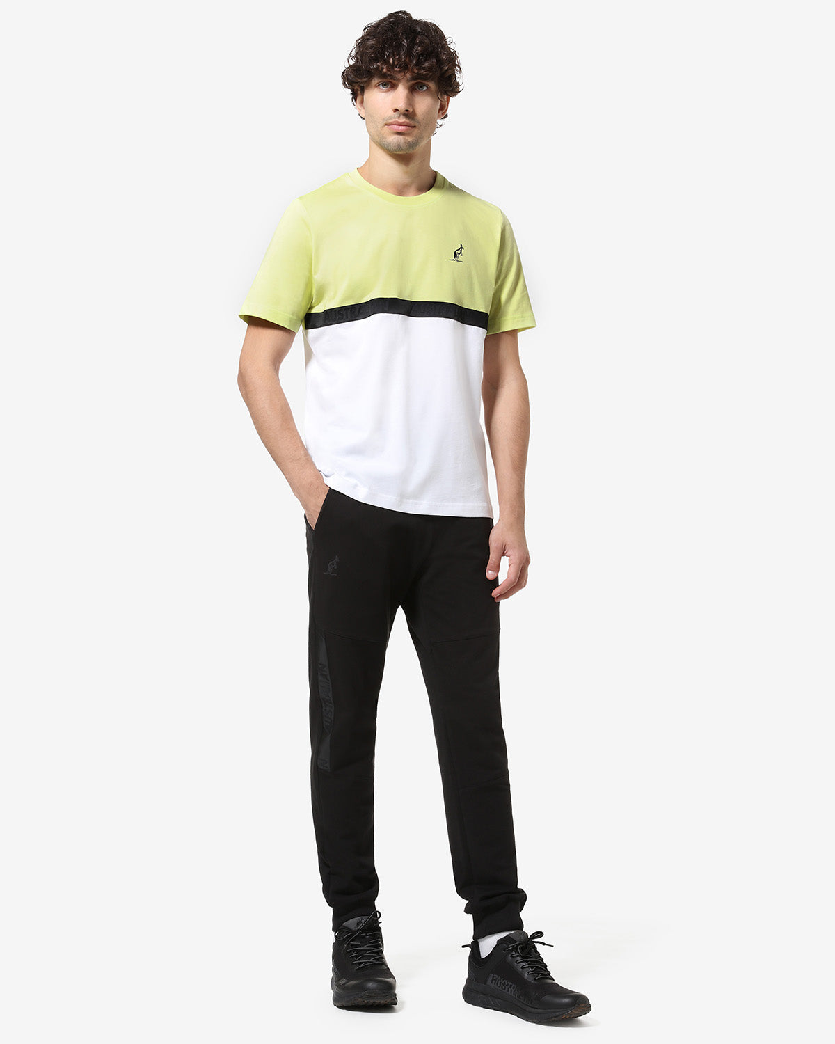 australian-color-block-t-shirt-t-shirt-cotone-lime-logo-rifrangente image 2