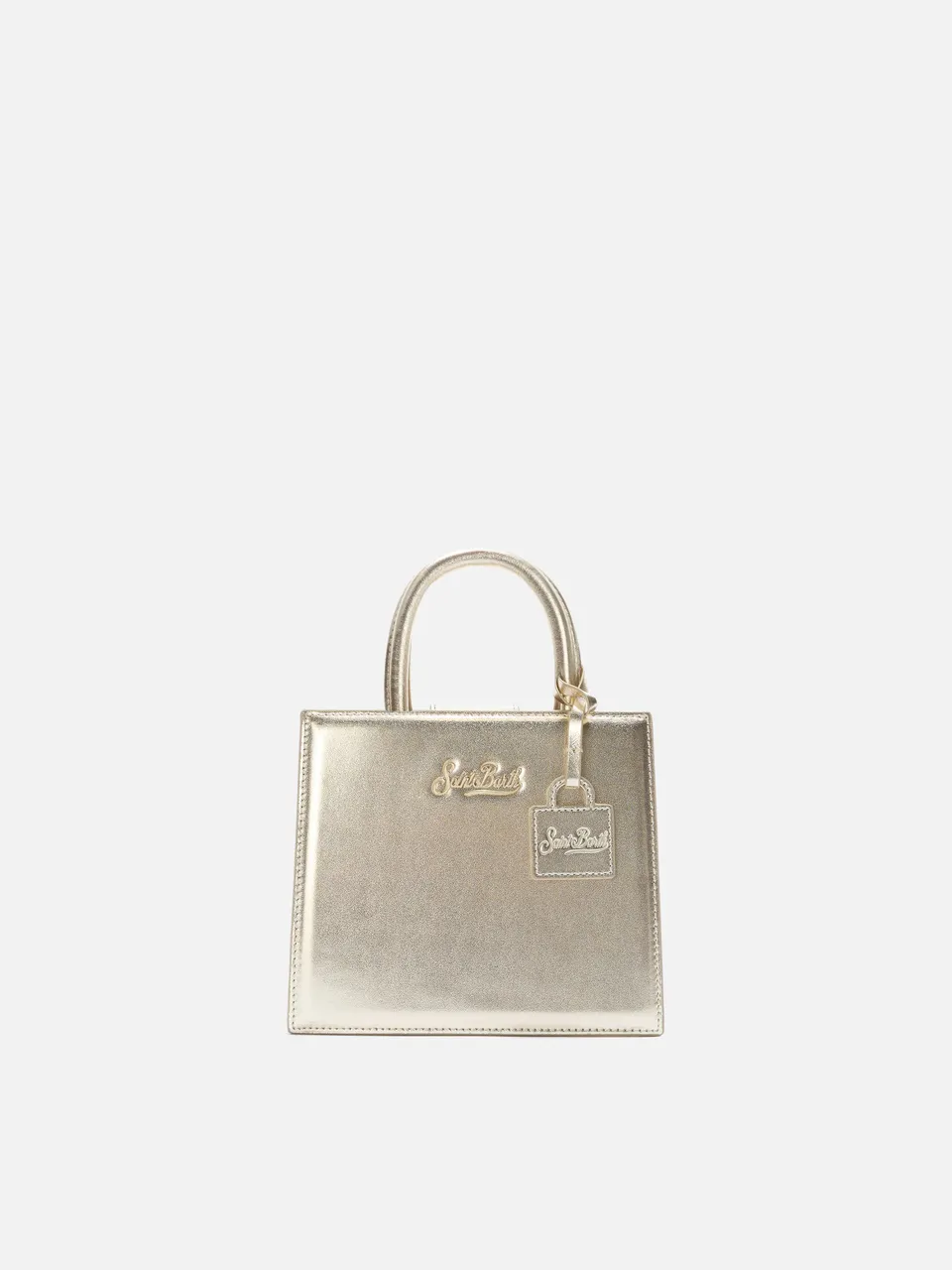 mc2-saint-barth-shop-mini-borsa-in-pelle-laminata-oro-con-targhetta-logo image 1