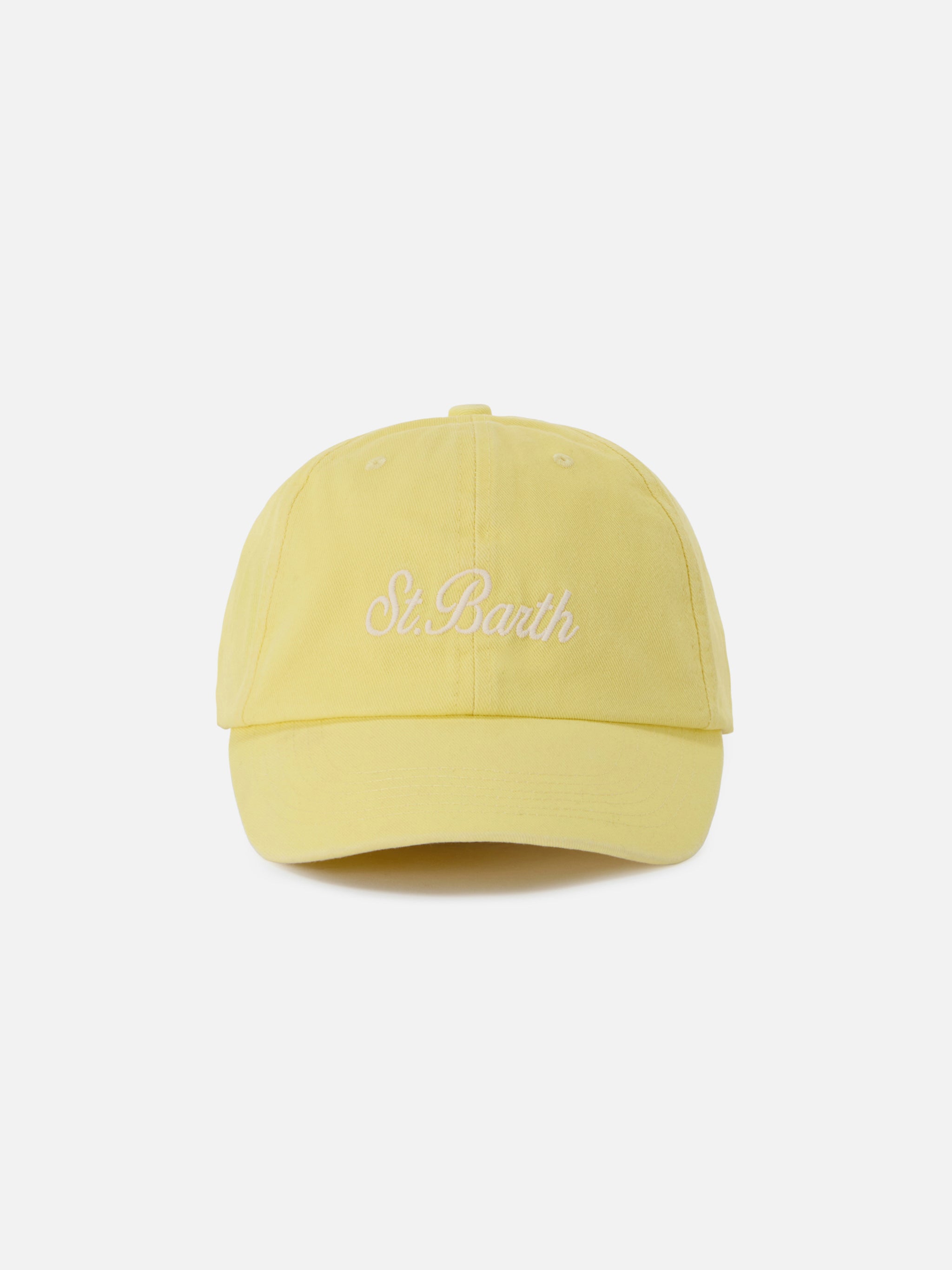 mc2-saint-barth-davis-cappellino-cotone-giallo-chiaro-logo-ricamato image 1