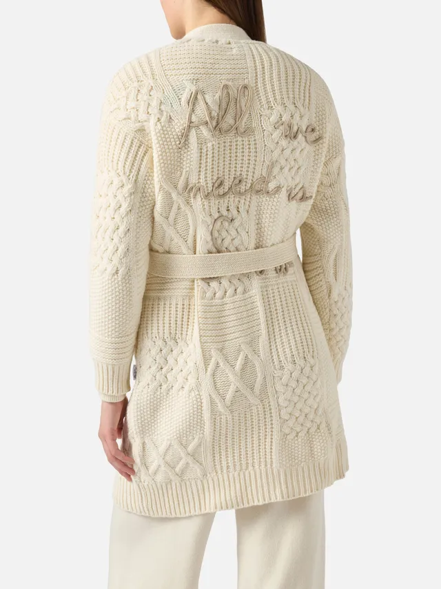 mc2-saint-barth-maxi-cardigan-donna-bianco-con-ricamo-e-cintura image 1
