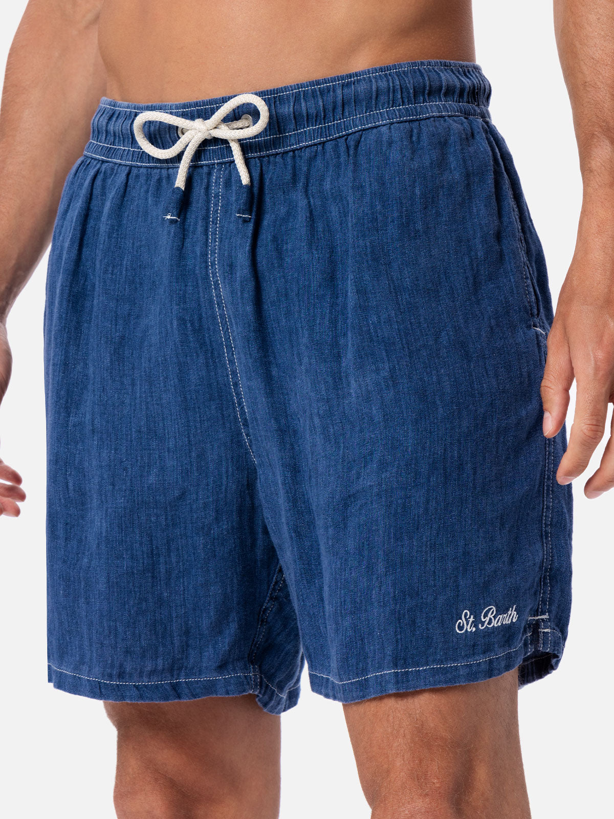costume-da-bagno-mc2-saint-barth-gustavia-in-lino-blu-denim-tinta-unita image 4