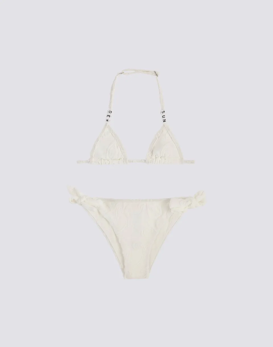 sundek-mini-bikini-bambina-in-spugna-jacquard-sk23-triangolo-con-laccetti image 1