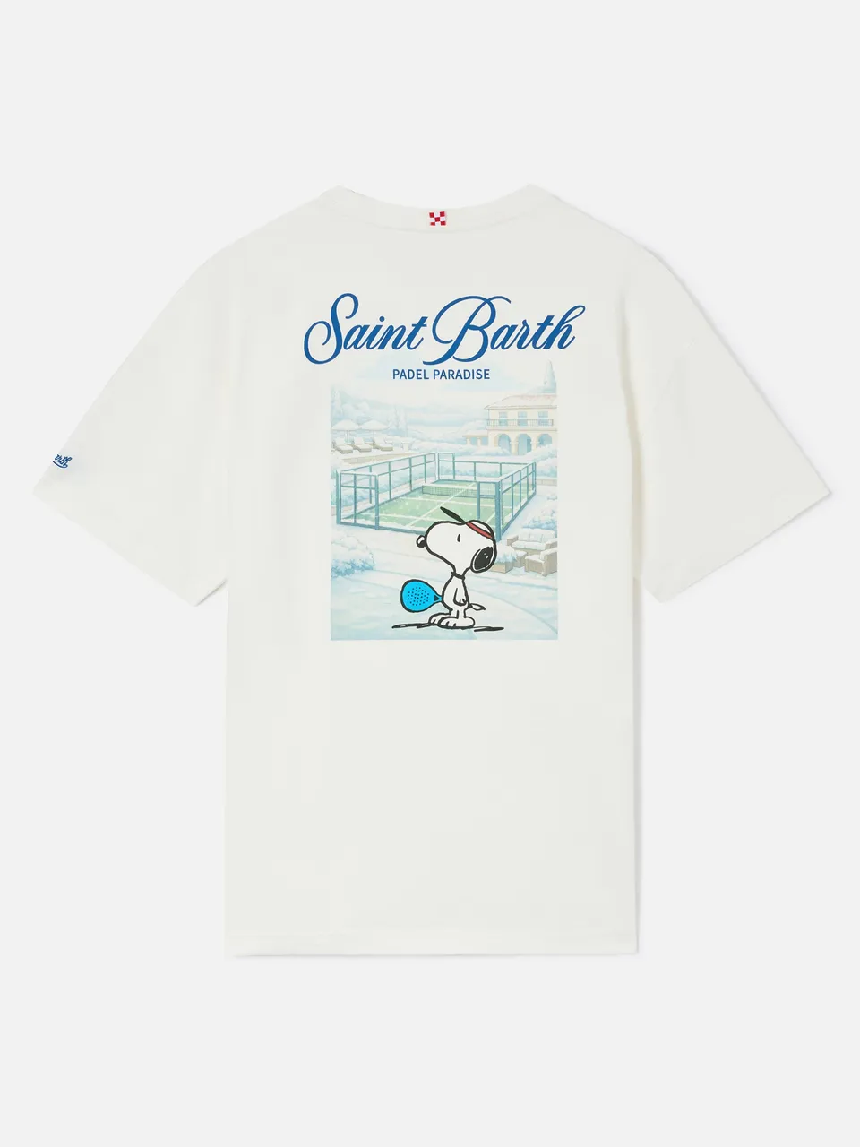 mc2-saint-barth-t-shirt-delmar-uomo-bianca-peanuts-padel-paradise-in-cotone image 1