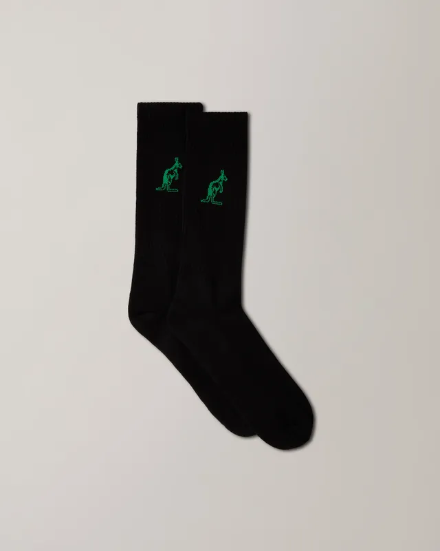 australian-cotton-socks-calze-tennis-nero-verde-kawasaki image 1