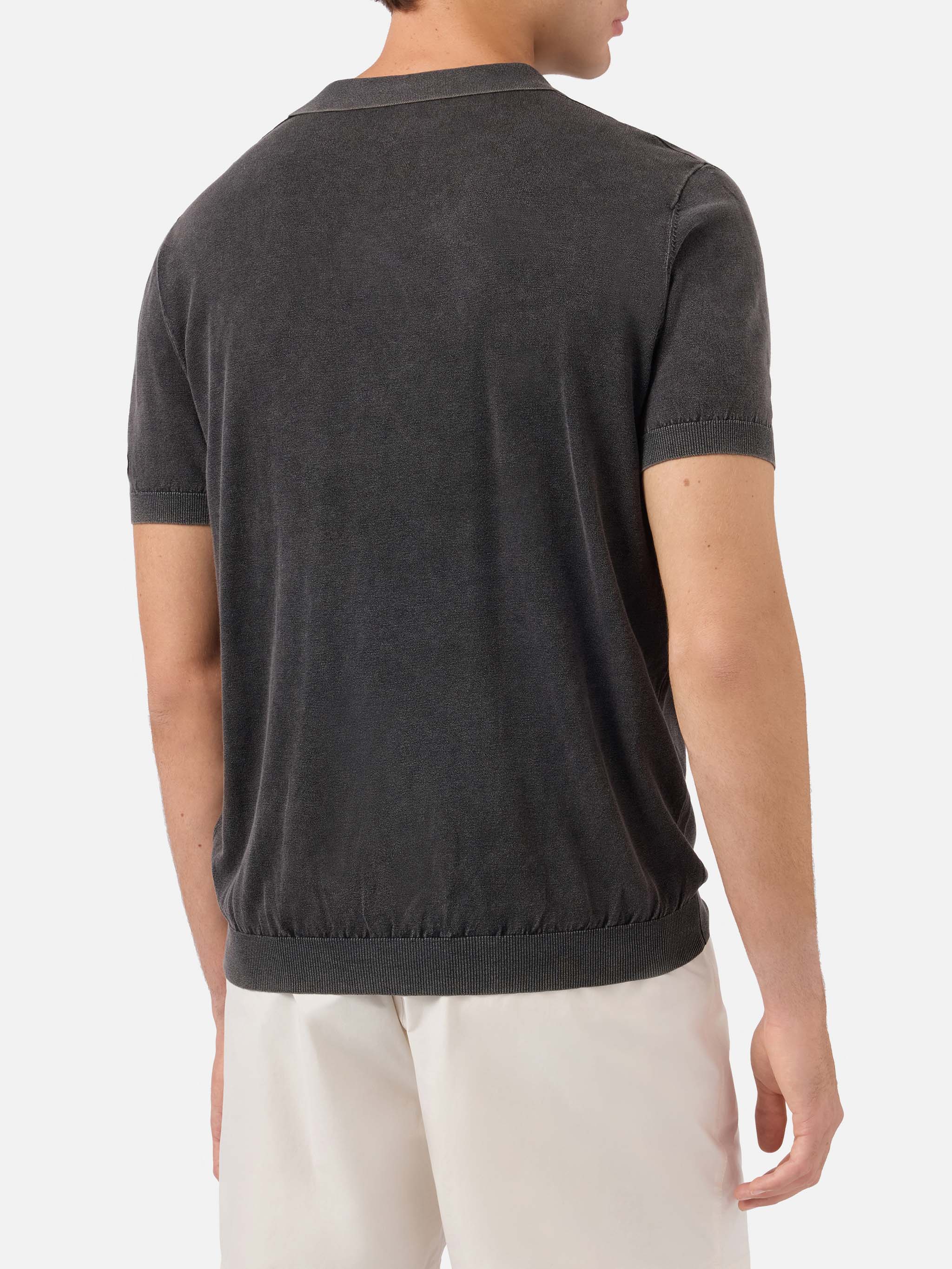 mc2-saint-barth-sloan-polo-uomo-in-maglia-nera-ice-cotton-vintage-senza-bottoni image 3
