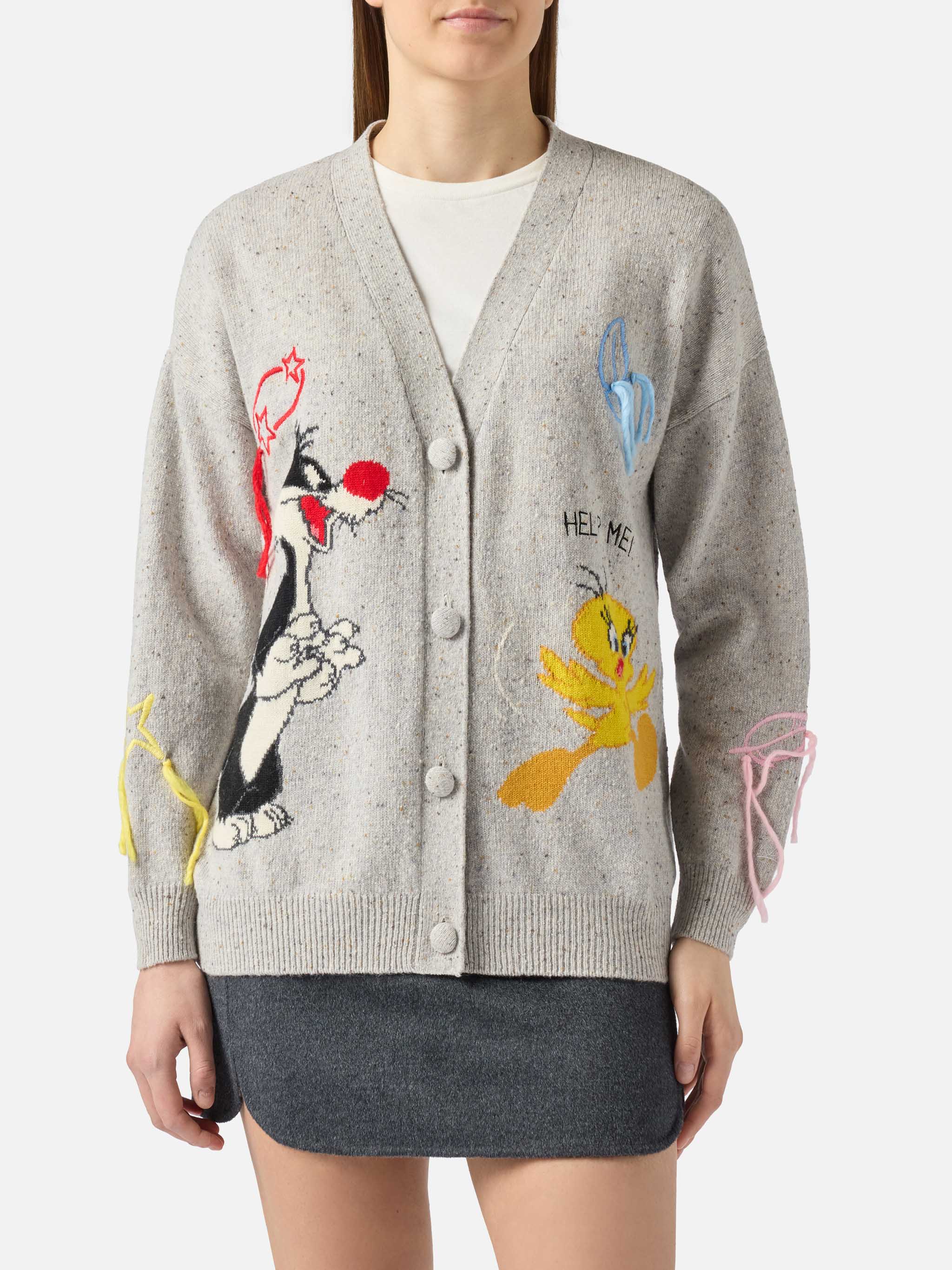 mc2-saint-barth-sasi-cardigan-donna-donegal-jacquard-titti-e-silvestro-grigio image 1