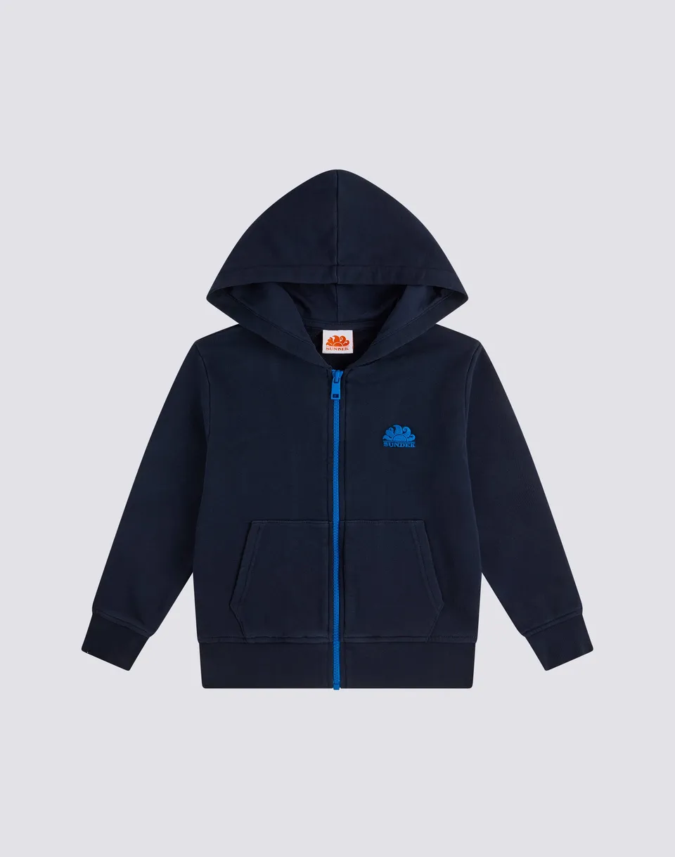 sundek-felpa-bambino-con-cappuccio-e-full-zip-centrale image 1