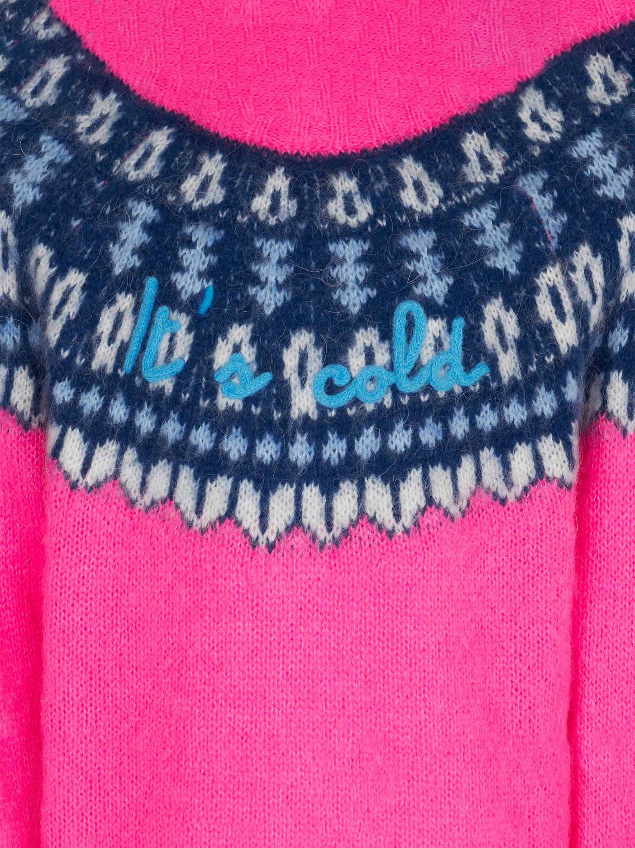mc2-saint-barth-maglione-da-bambina-girocollo-garzato-con-jacquard-nordico-rosa- image 3